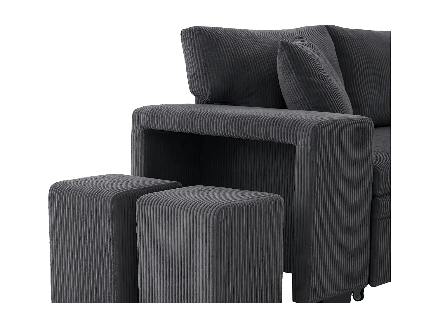 Fusio - 3-Zits Hoekbank Bedbank in Ribcord - Bed, Grote Opslag & USB/Type-C Poorten - Ideaal voor Moderne Woonkamer of Appartement