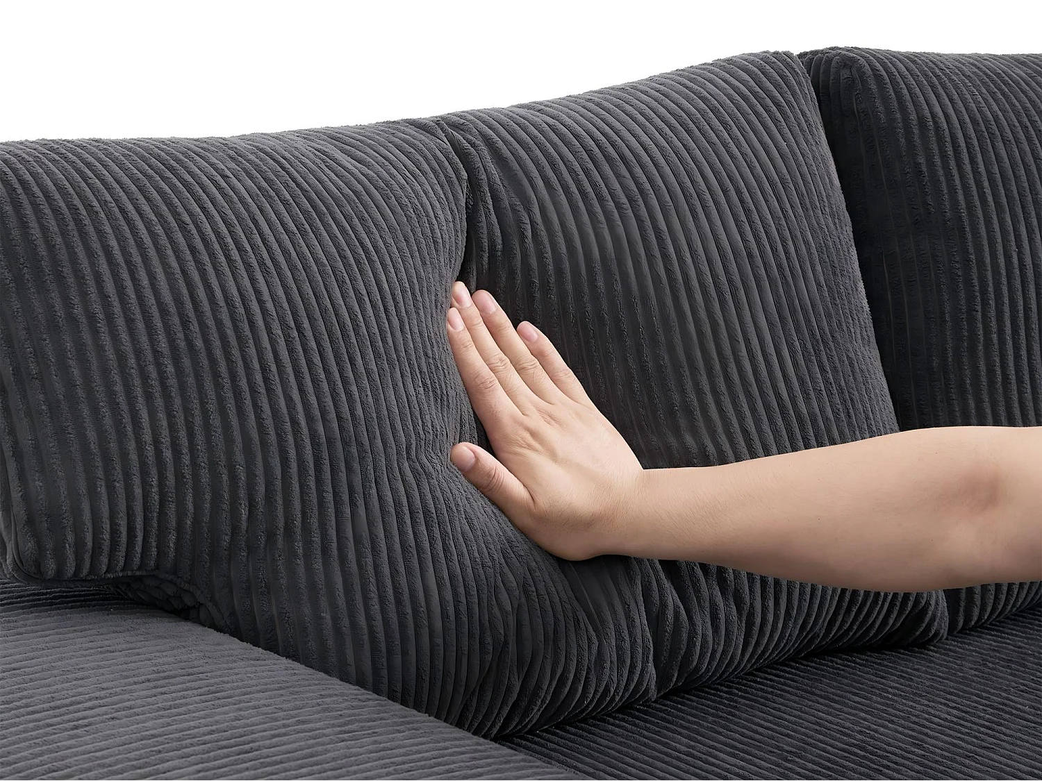 Fusio - 3-Zits Hoekbank Bedbank in Ribcord - Bed, Grote Opslag & USB/Type-C Poorten - Ideaal voor Moderne Woonkamer of Appartement