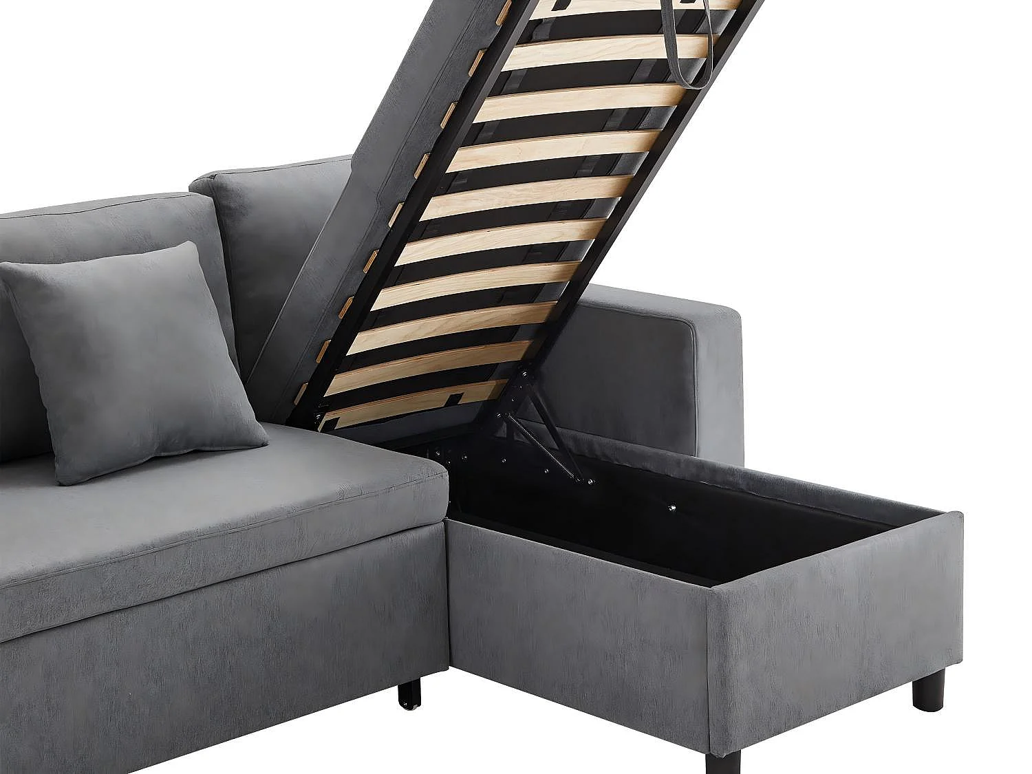 Fusio 1.0 - Canapé d’Angle 3 Places Convertible + Rangement - Tissu Lin - Idéal Studio, Lit d’Appoint Spacieux