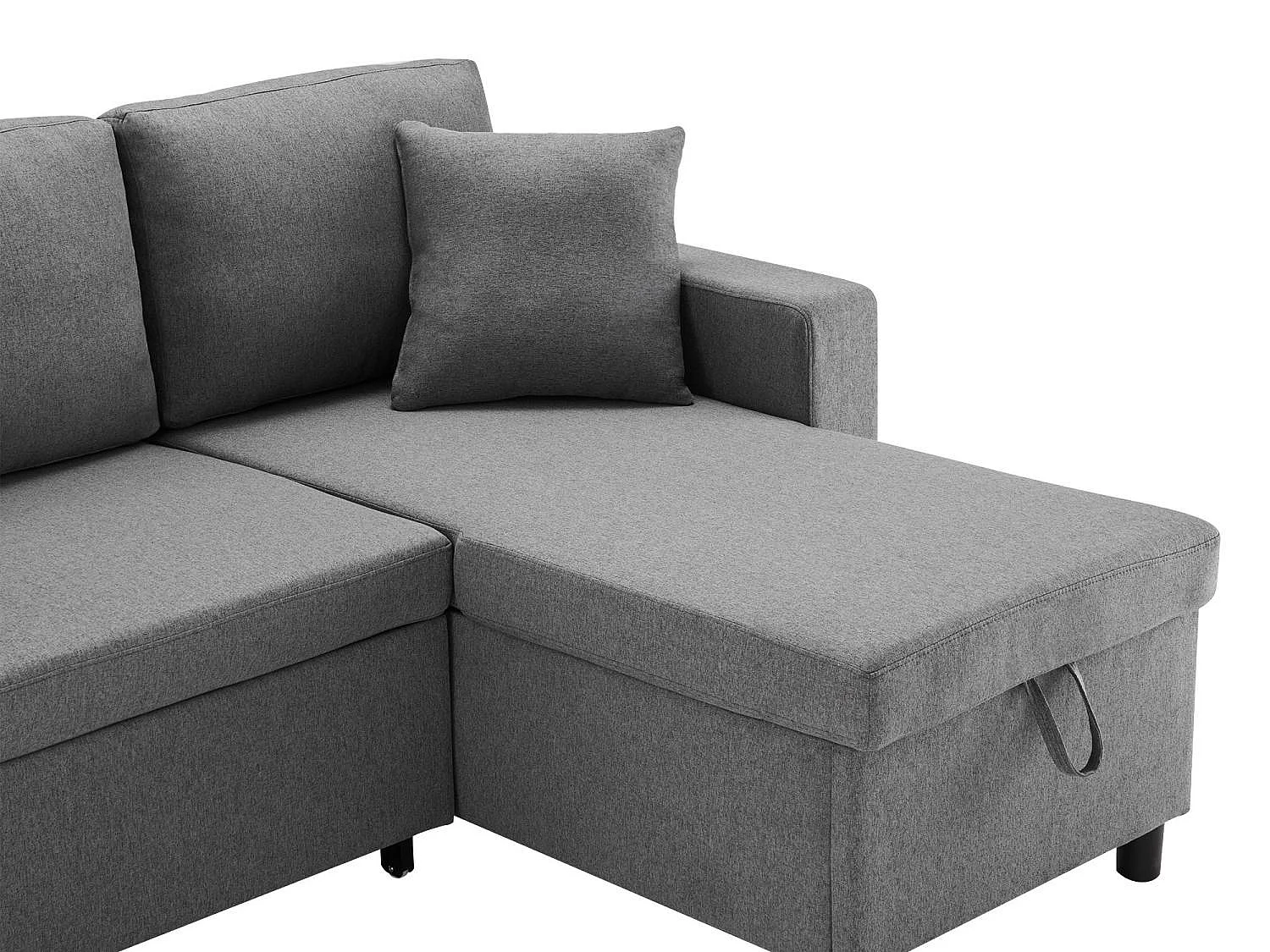 Fusio 1.0 - Canapé d’Angle 3 Places Convertible + Rangement - Tissu Lin - Idéal Studio, Lit d’Appoint Spacieux