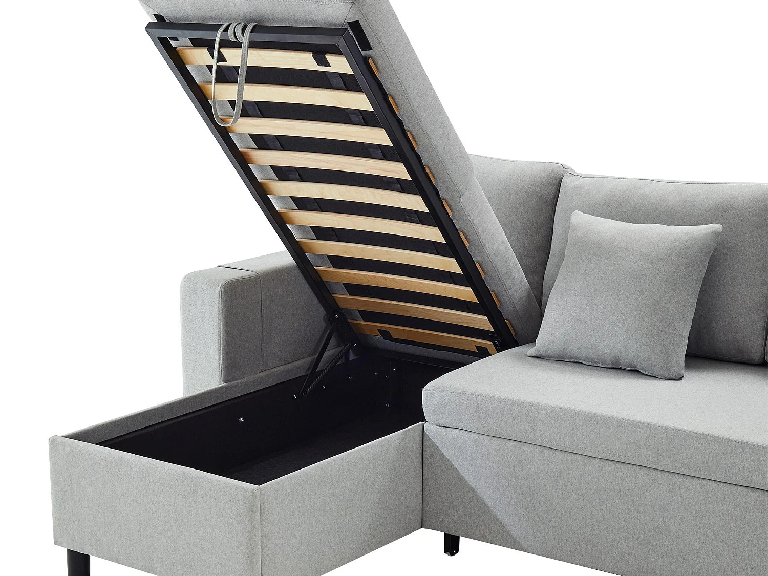 Fusio 1.0 – Sofá Cama Esquinero de 3 Plazas con Almacenaje, Tela de Lino, Ideal para Estudios, Cama Auxiliar Espaciosa