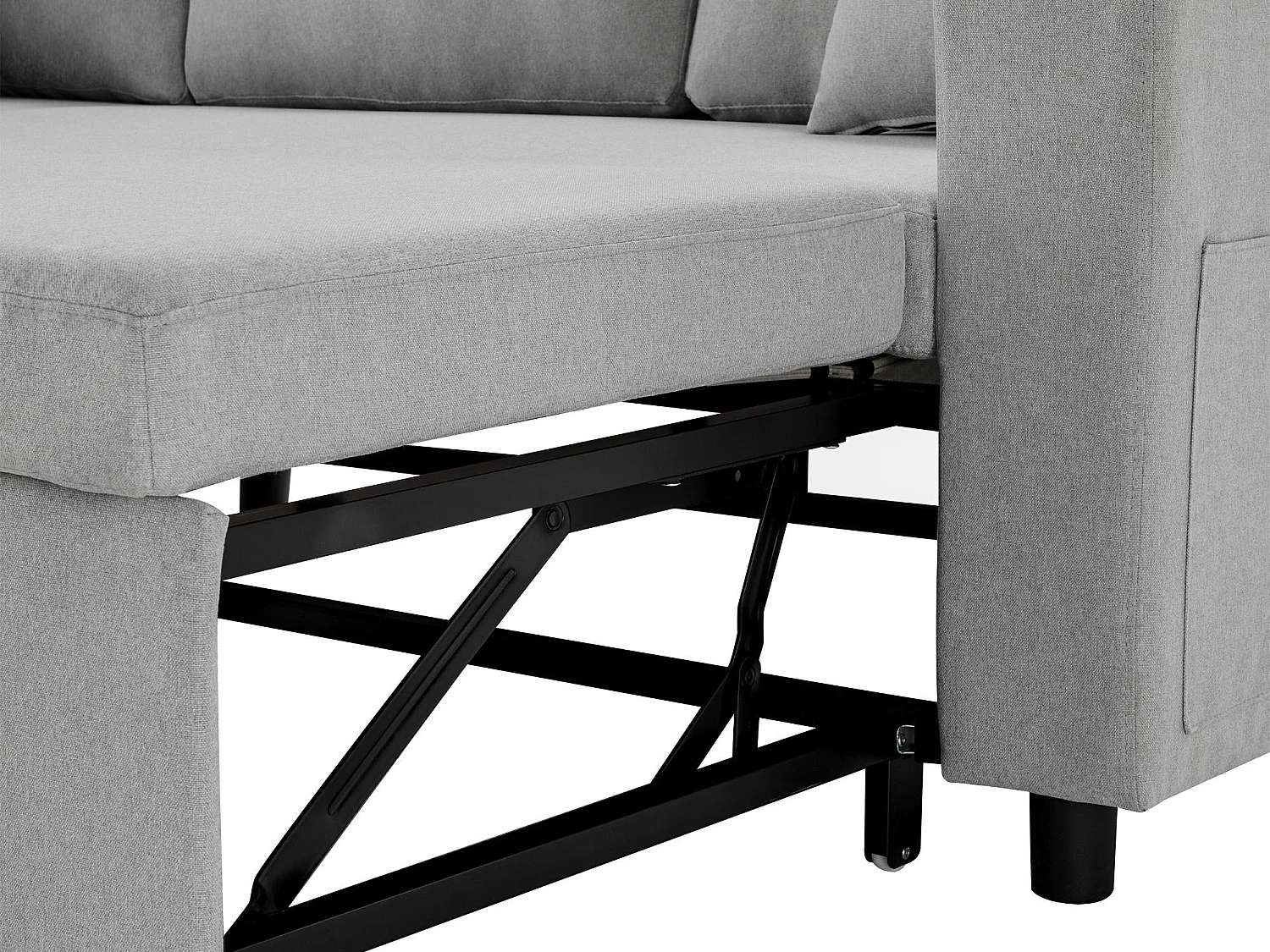 Fusio 1.0 – Hoekbank 3-Zits Slaapbank met Opbergruimte, Linnen Stof, Ideaal voor Studio’s, Ruim Extra Bed
