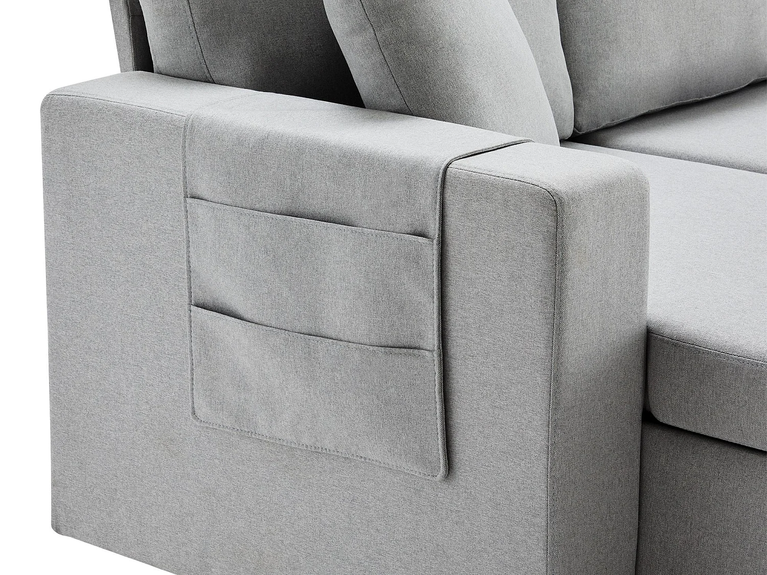Fusio 1.0 – Hoekbank 3-Zits Slaapbank met Opbergruimte, Linnen Stof, Ideaal voor Studio’s, Ruim Extra Bed