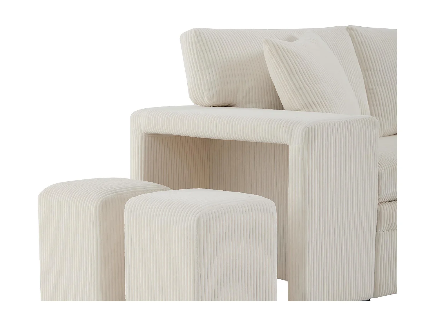 Fusio - Canapé d'Angle Convertible 3 Places en Velours Côtelé - Lit, Grand Rangement & Ports USB/Type-C - Idéal pour Salon Moderne ou Appartement