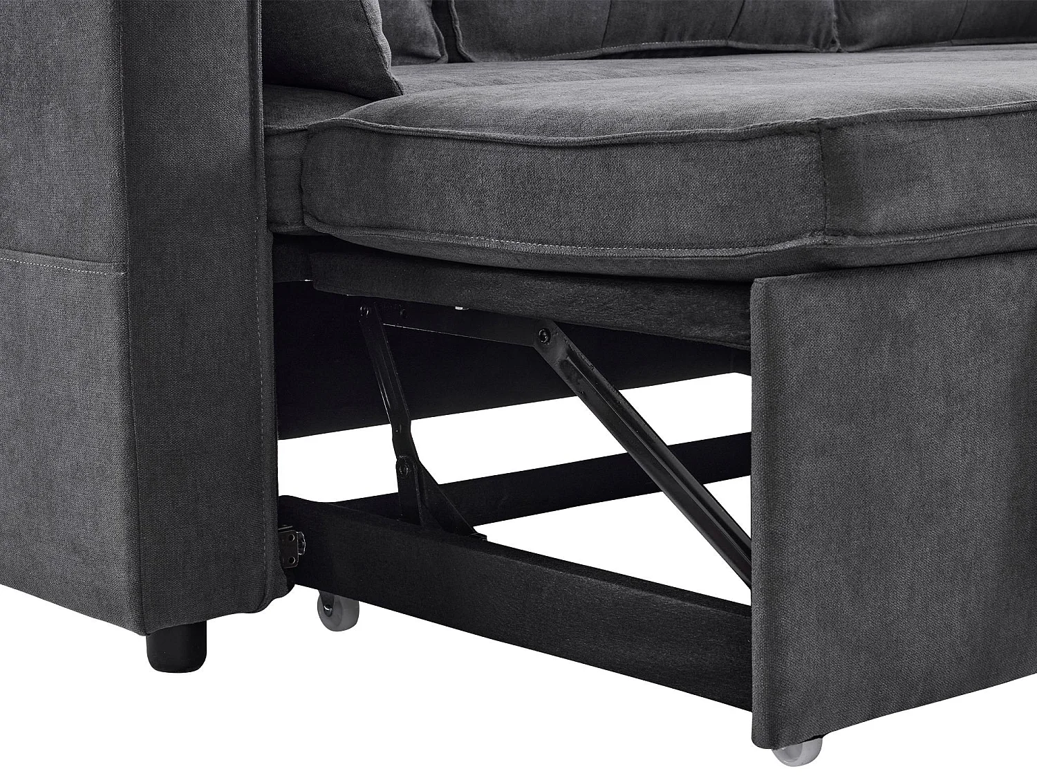 Fusio Lente-Zomer - Hoekbank 3 Zits, Omslaapbaar, Modulair, Linnen Stof met Armleuningen Drankhouders - Ideaal voor Woonkamer en Verblijf