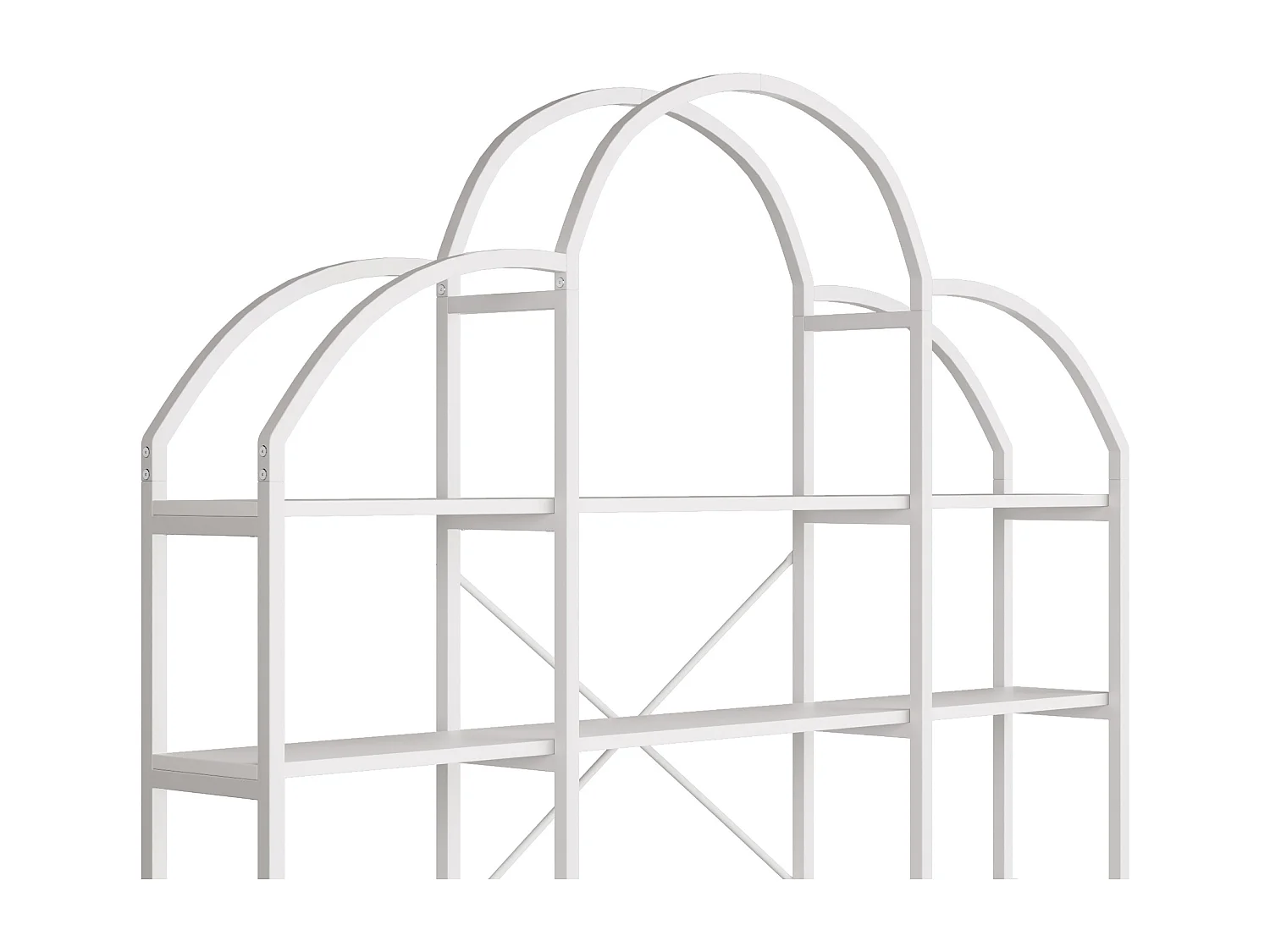 Étagère de rangement au style épuré - 170 x 26 x 190 cm - avec 5 étagères de rangement - forme nuage - MDF + métal - blanc