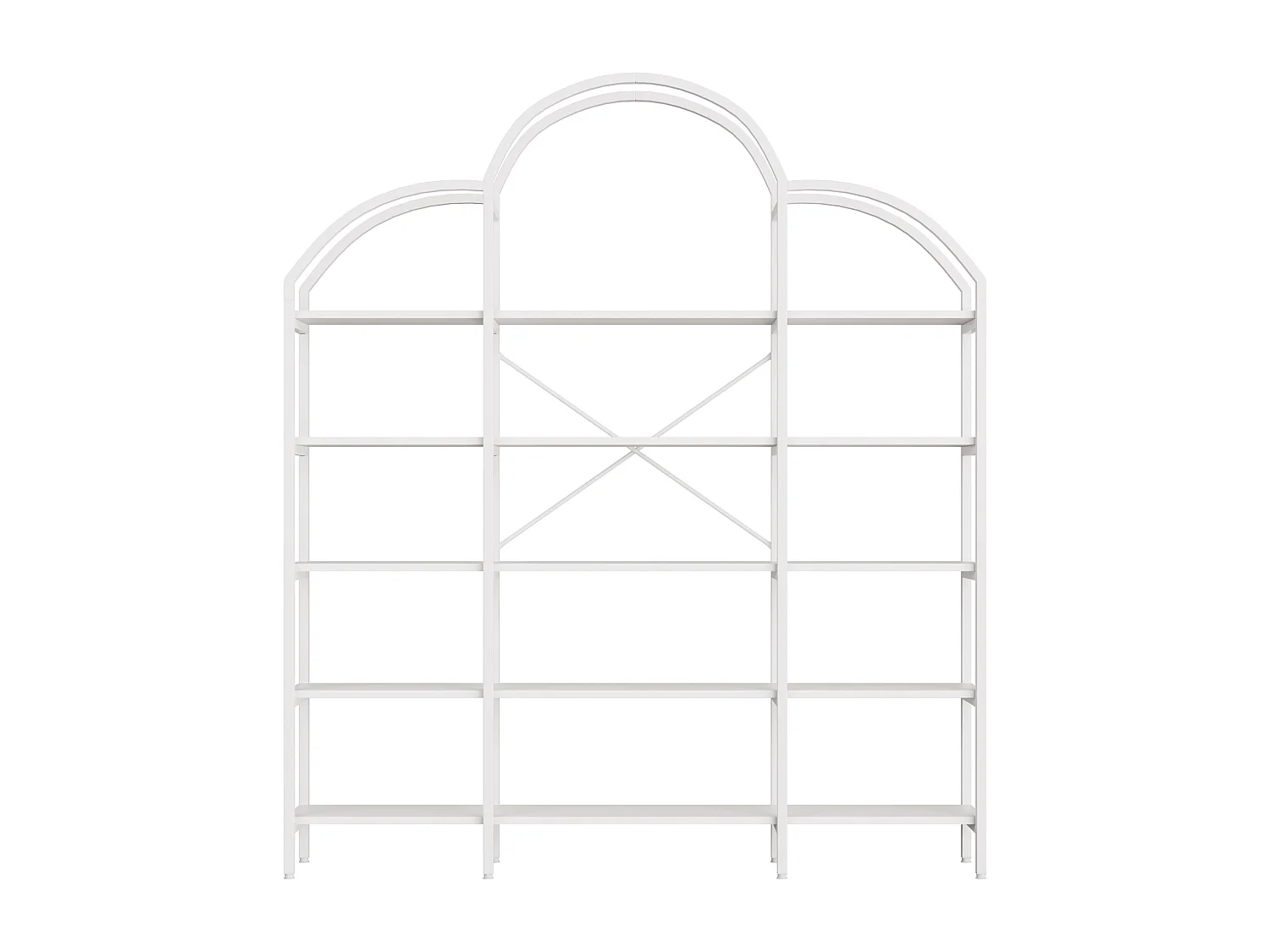 Étagère de rangement au style épuré - 170 x 26 x 190 cm - avec 5 étagères de rangement - forme nuage - MDF + métal - blanc