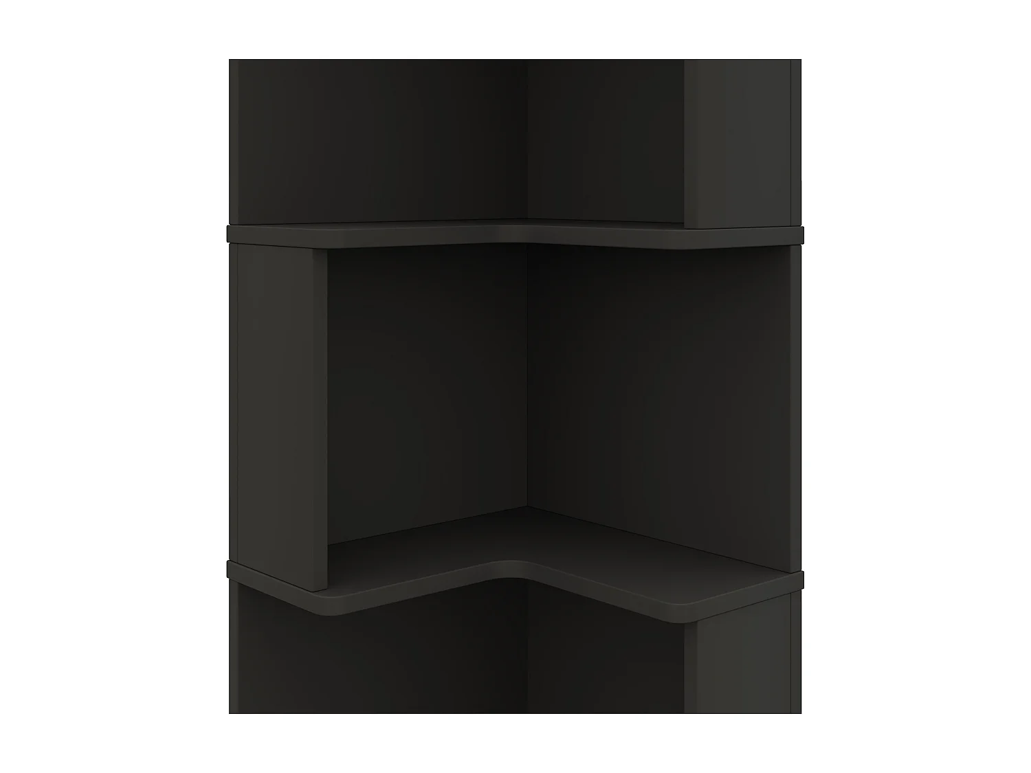 Modernes Eckregal – 63,5 x 45 x 175 cm – mit LED-Beleuchtung + 5 Ablagefächern – MDF – schwarz