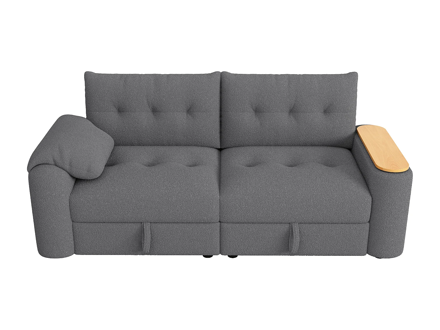 Canapé moderne 2 places - 207.5 x 80 x 87 cm - avec rangement + appui-tête + table d'appoint intégrée - velours - gris