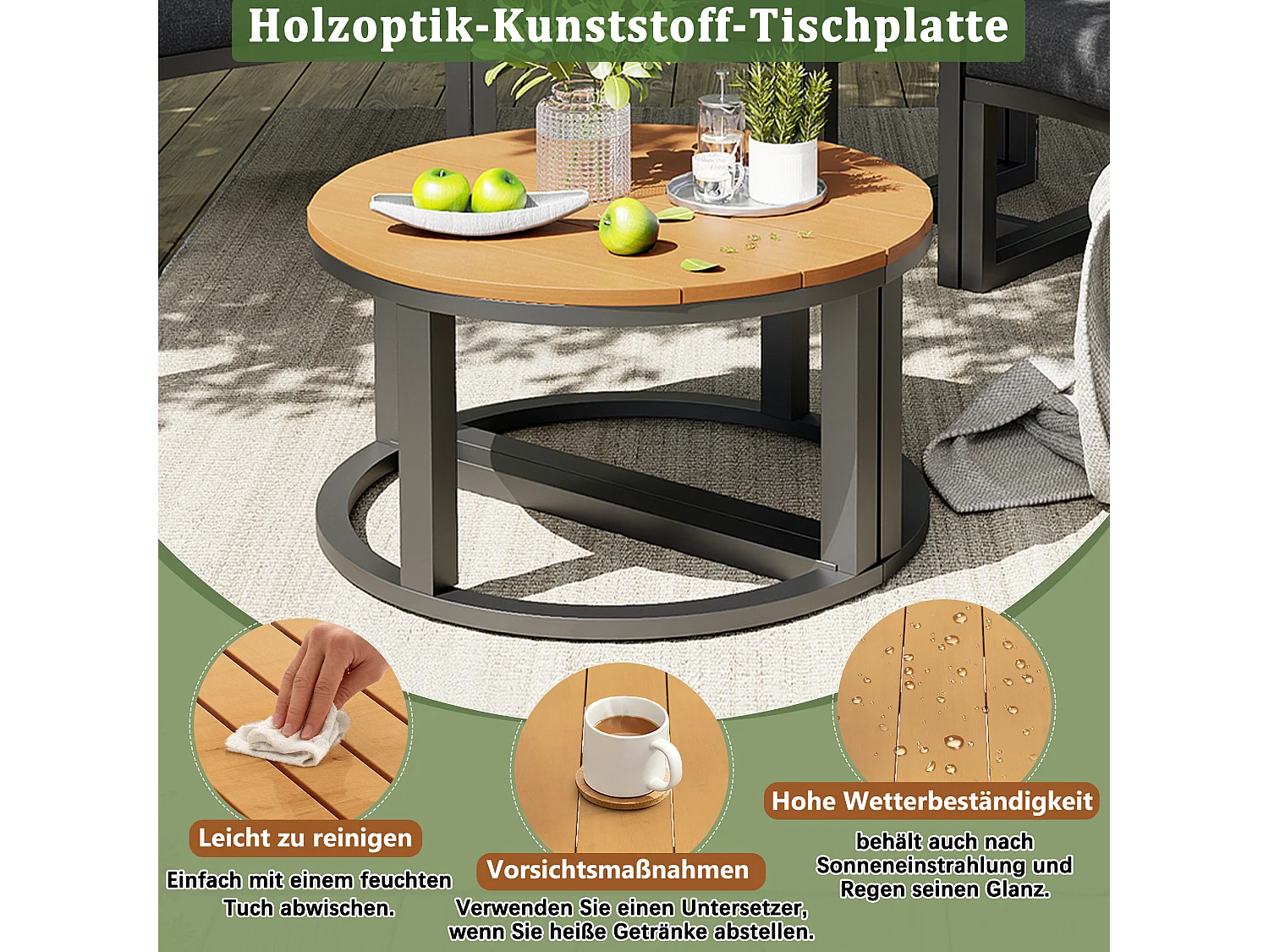 Set di mobili da giardino per 12-16 persone - con cuscini + guanciali + divano rotondo + tavoli - metallo - grigio