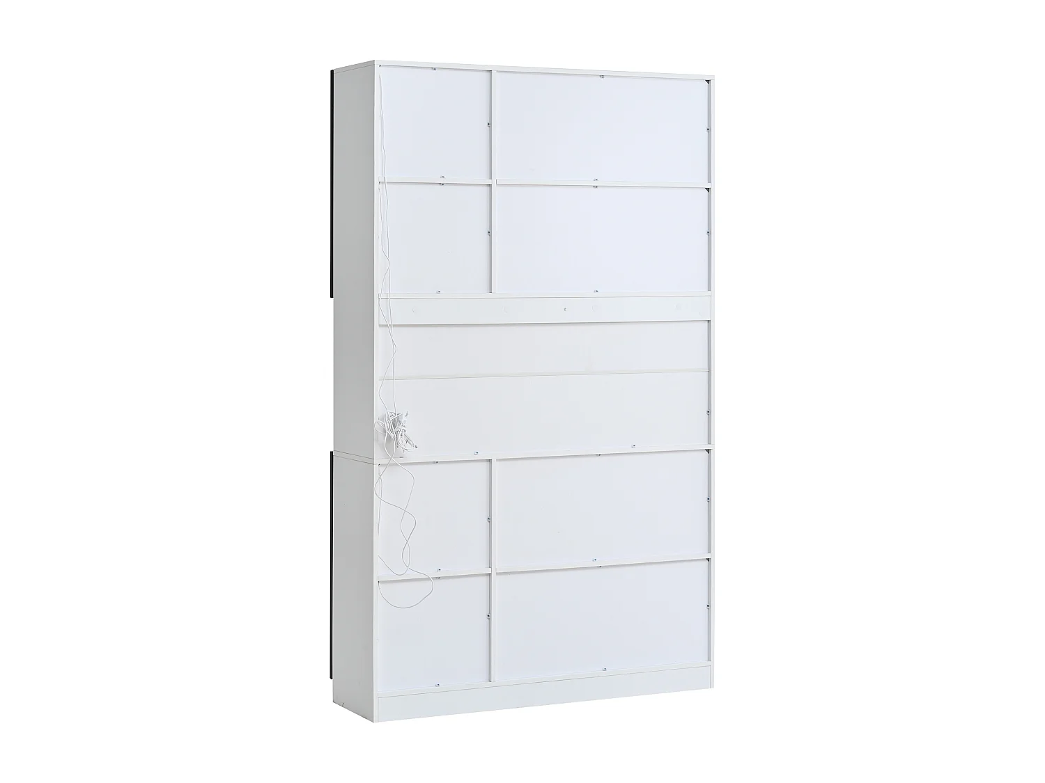 Moderne hoge glazen vitrinekast - 120 x 34 x 200 cm - met LED-verlichting + 6 deuren + plank - spaanplaat - wit