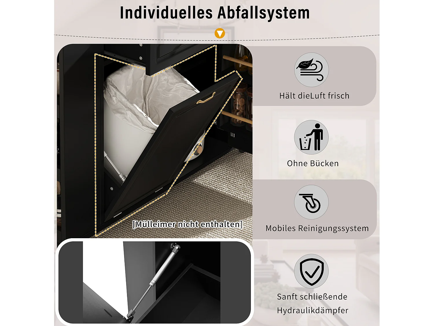 Uitschuifbaar keukeneiland op wielen - 120 x 40/70 x 91,5 cm - met 2 lades + deuren - MDF - zwart + naturel