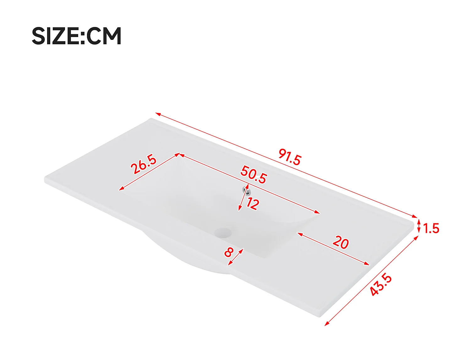 Meuble simple vasque en céramique mural - 91 x 46.5 x 50.5 cm - finition laquée - avec Leds + 2 tiroirs + porte - céramique + MDF - blanc