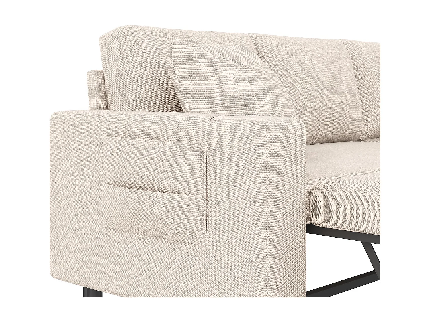 Fusio 1.0 – Hoekbank 3-Zits Slaapbank met Opbergruimte, Linnen Stof, Ideaal voor Studio’s, Ruim Extra Bed