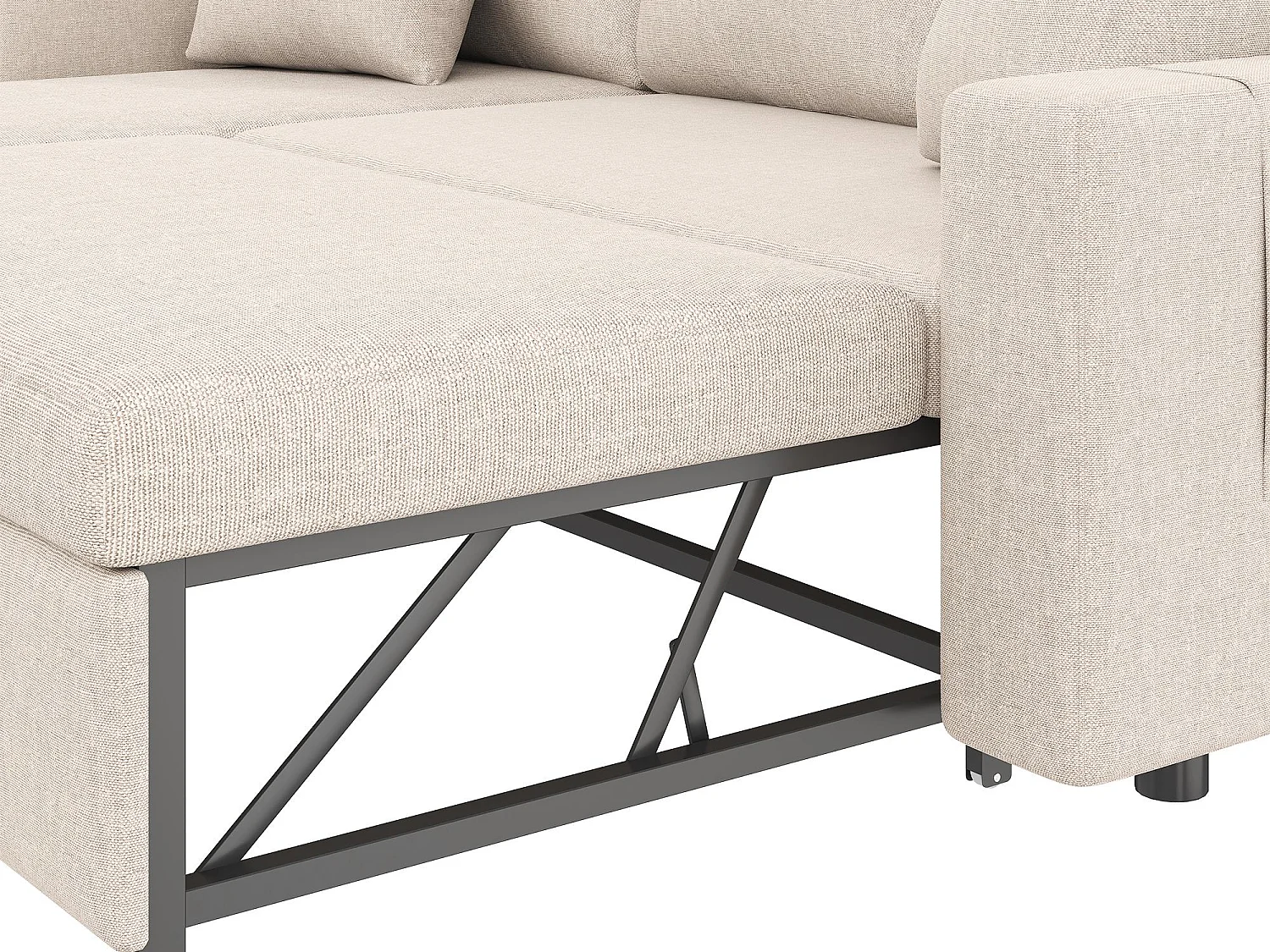 Fusio 1.0 – Sofá Cama Esquinero de 3 Plazas con Almacenaje, Tela de Lino, Ideal para Estudios, Cama Auxiliar Espaciosa