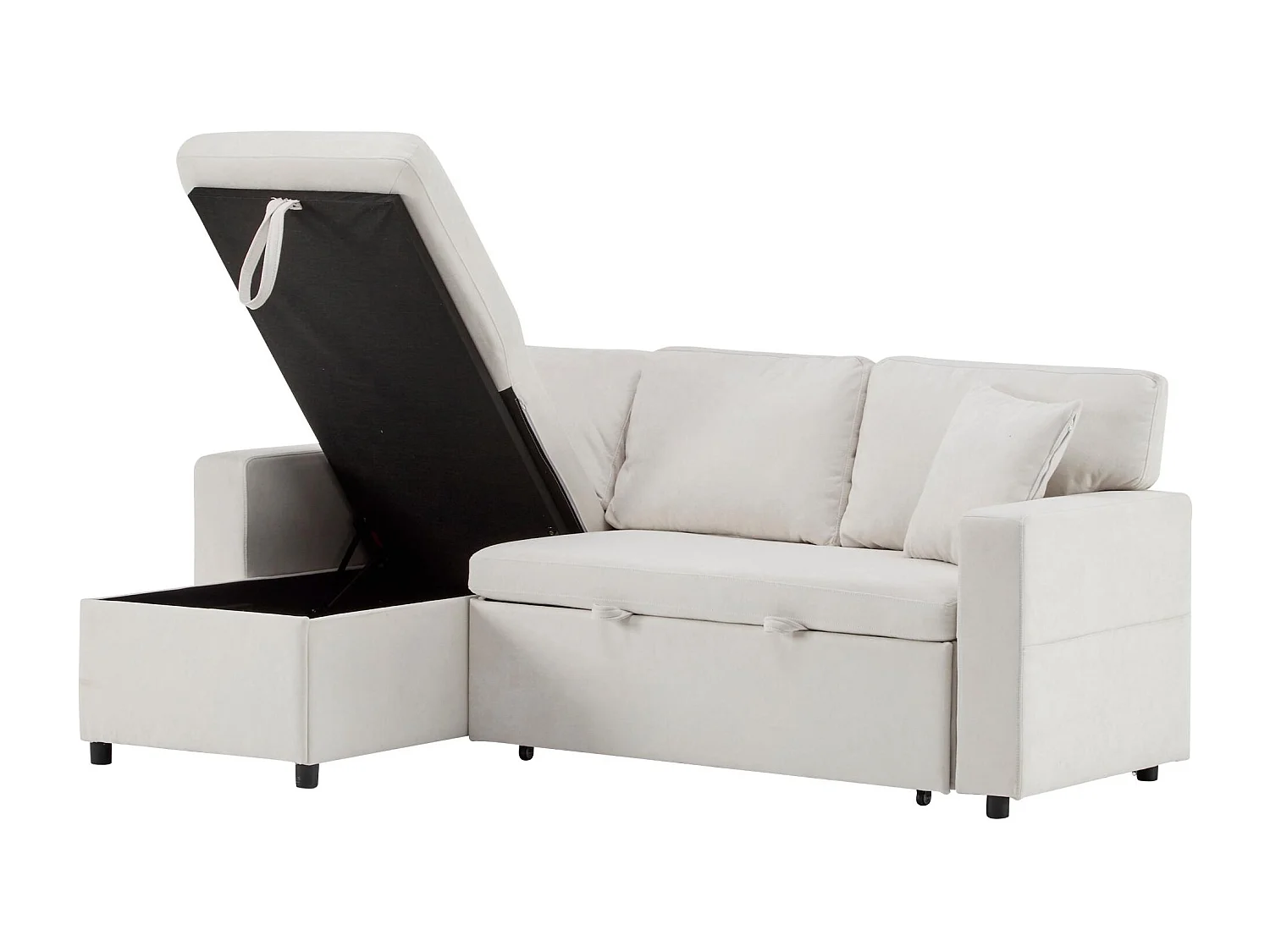 Clavio - Canapé Convertible 3 Places d’Angle – Rangement, USB, Tissu Flanelle – Idéal pour Studio/Appartement