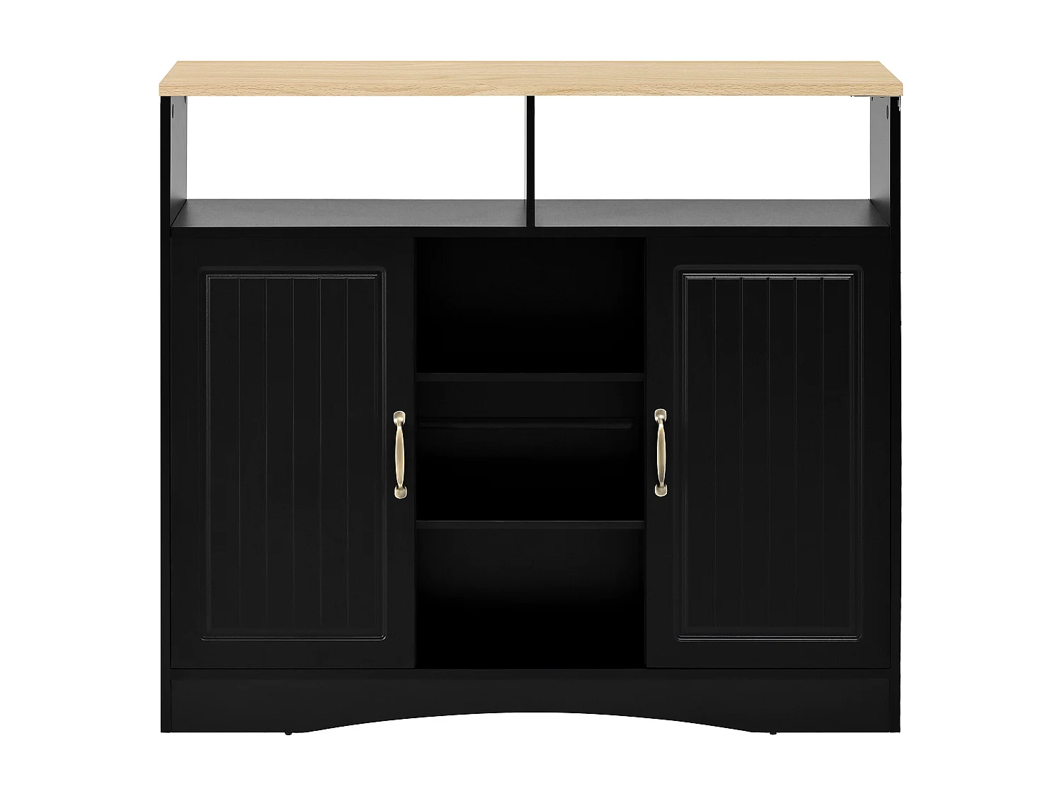 Uitschuifbaar keukeneiland op wielen - 110 x 34 x 97,5 cm - met opbergruimte + 2 krukken - MDF - zwart