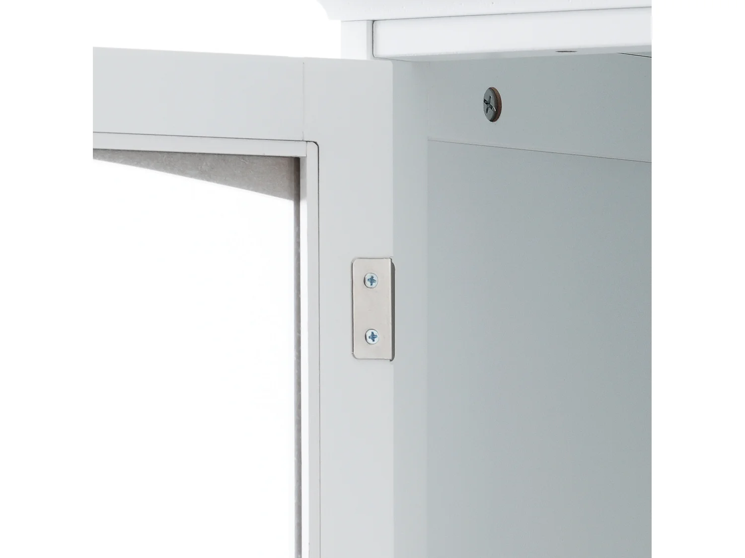 Meuble de salle de bain -  45 x 36 x 160 cm - avec 1 portes vitrées + 2 tiroirs + 2 placards - MDF + verre - blanc