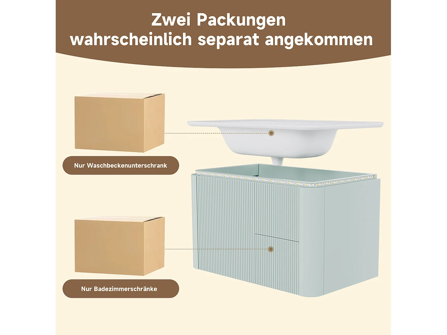 Mobile lavabo sospeso in ceramica con lavabo singolo - 80,5 x 47 x 51 cm - finitura laccata - con LED + 3 cassetti - ceramica + MDF - verde