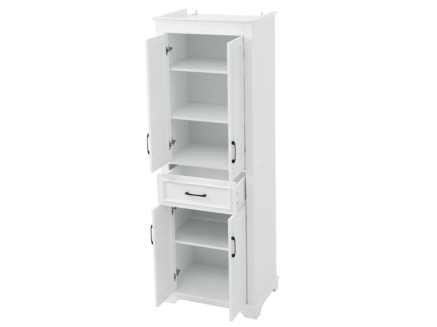 Colonne de salle de bain laquée - 60 x 40 x 180 cm - avec 1 tiroir + 4 portes - MDF - blanc