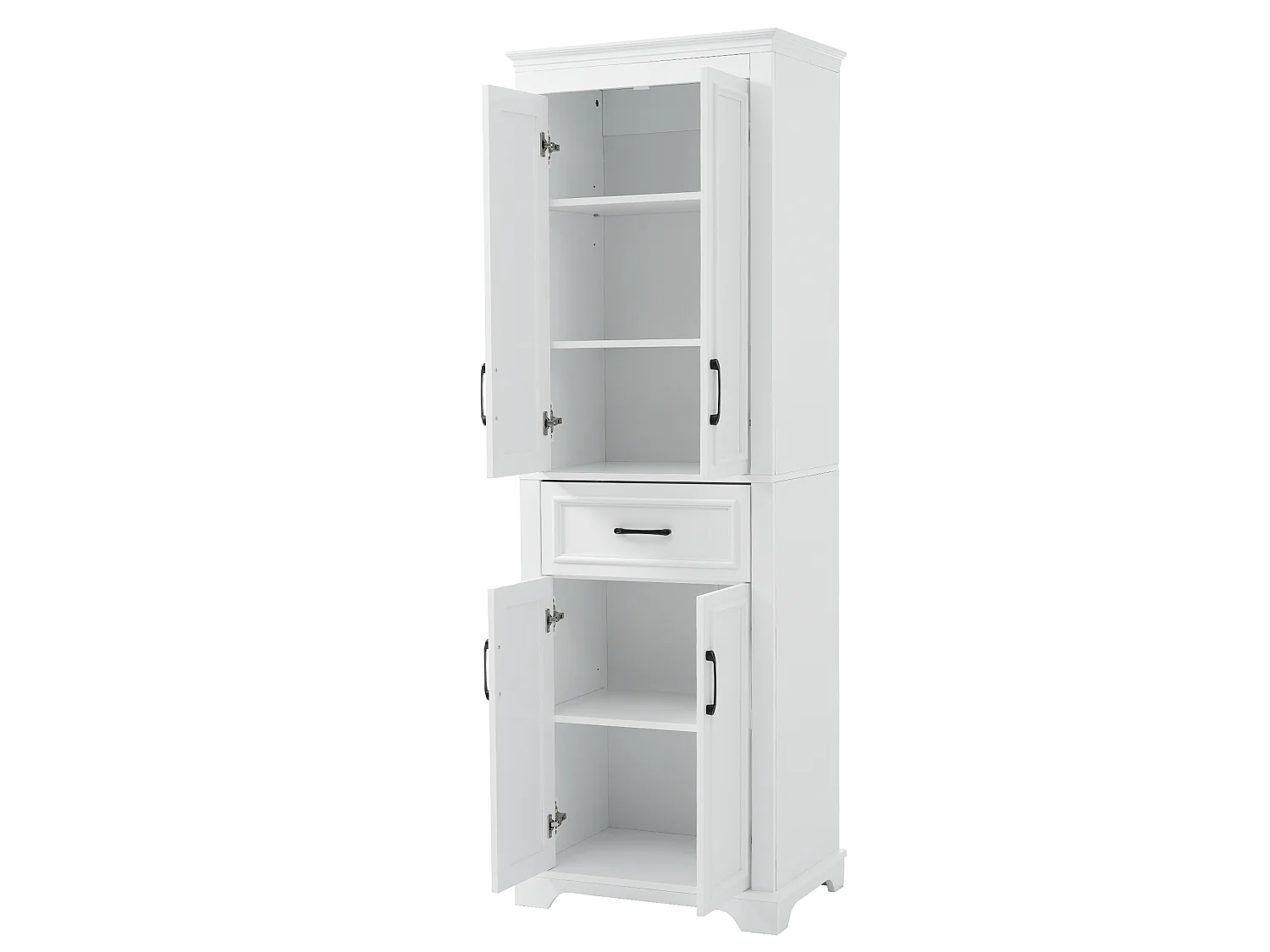 Colonne de salle de bain laquée - 60 x 40 x 180 cm - avec 1 tiroir + 4 portes - MDF - blanc