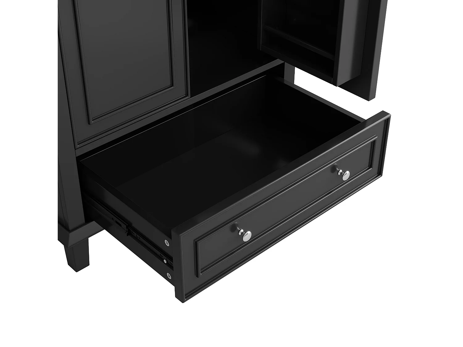 Meuble simple vasque en céramique intégrée - 73 x 46 x 87 cm - avec 1 tiroir + 2 portes - céramique + MDF - noir