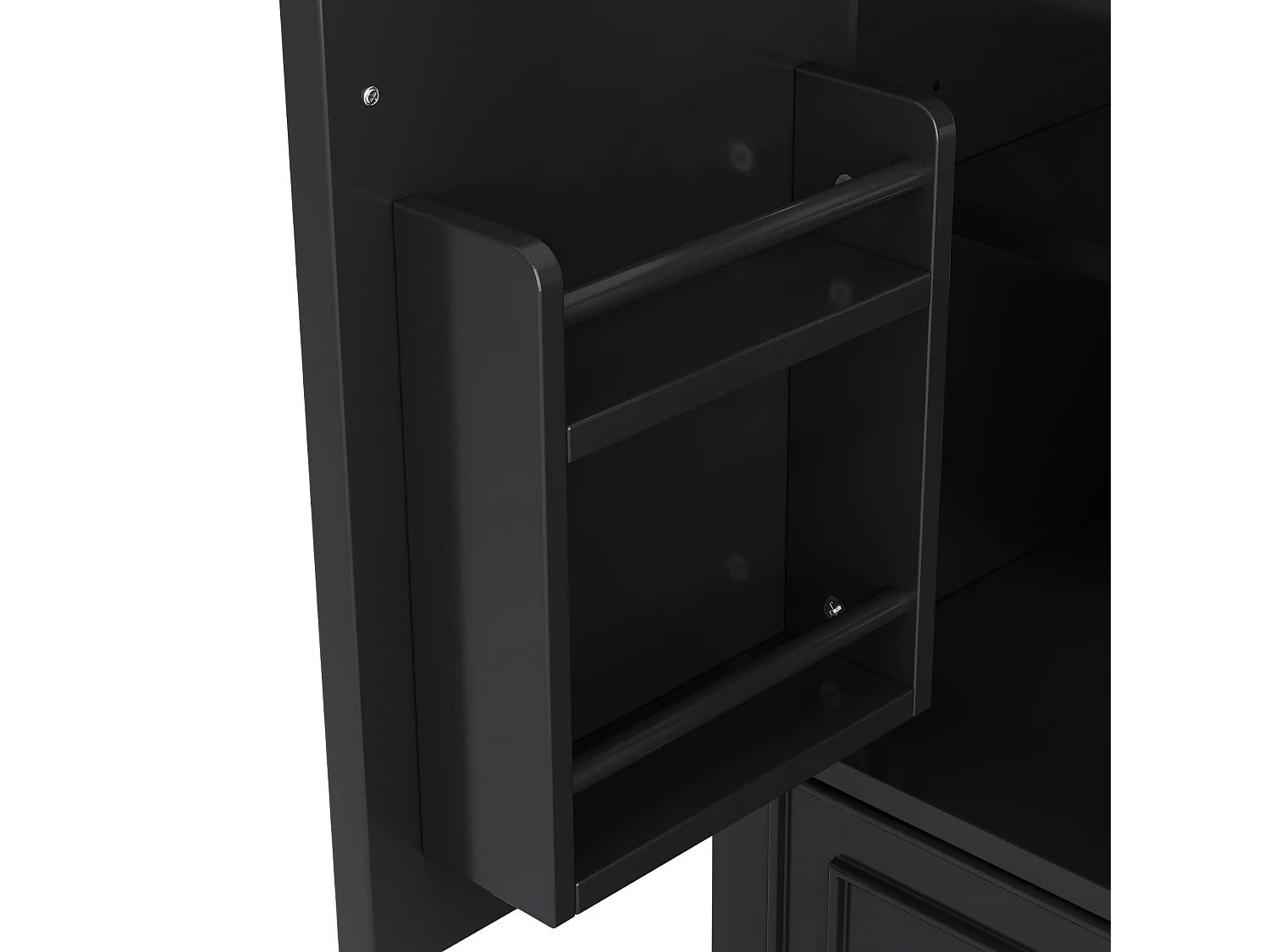 Meuble simple vasque en céramique intégrée - 73 x 46 x 87 cm - avec 1 tiroir + 2 portes - céramique + MDF - noir