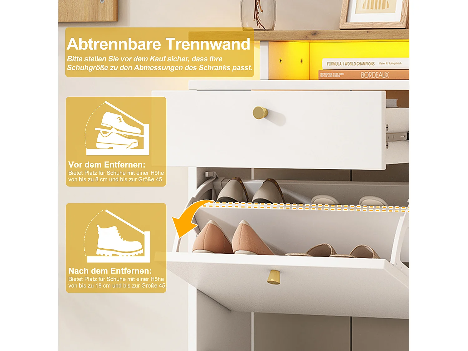 3-delige halgarderobe - 105 x 25 x 151,5 cm - met spiegel + wandplank + schoenenkast - spaanplaat - wit