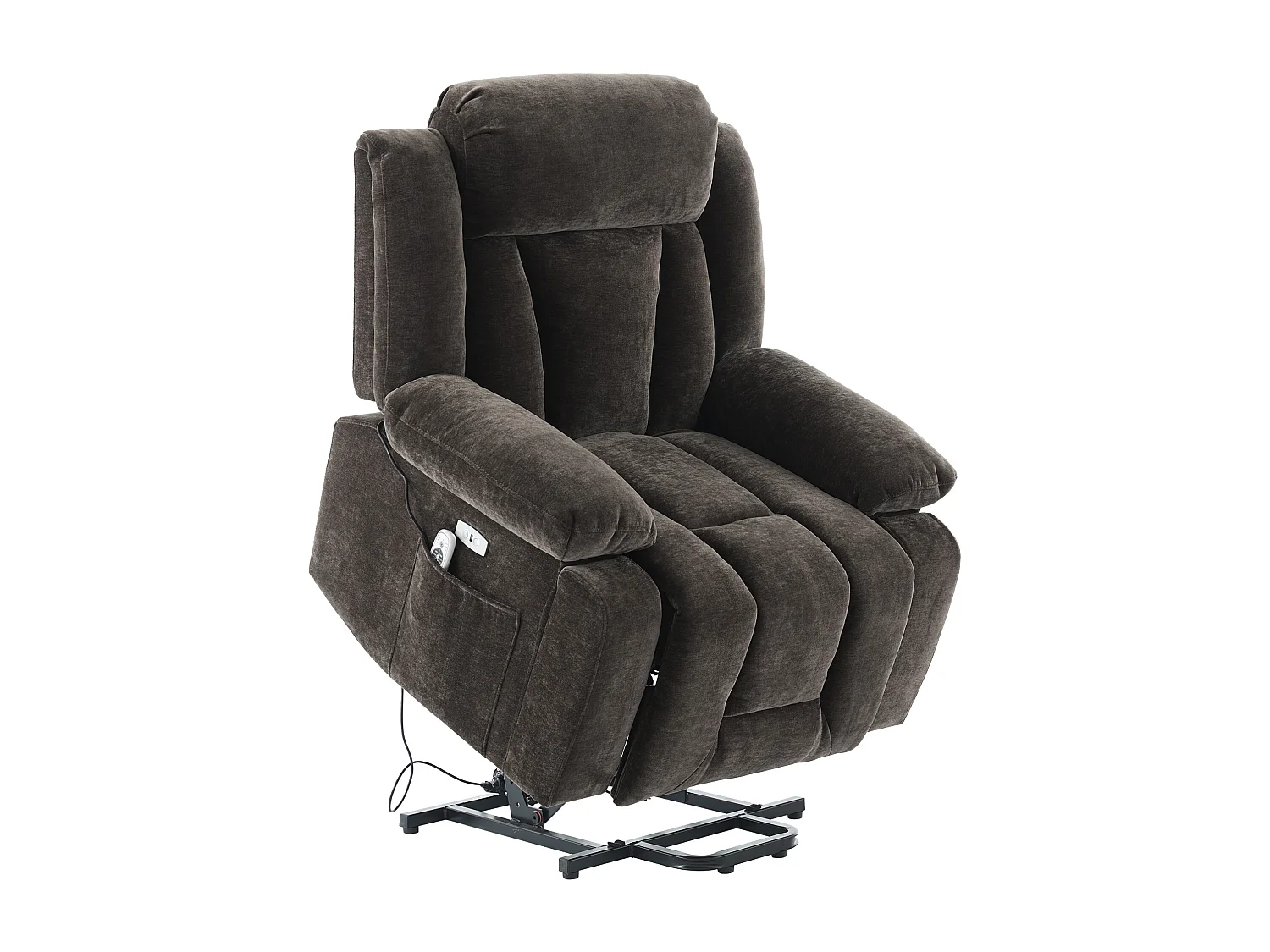 Fotel masujący elektryczny - 95 x 94 x 107 cm - z 8-punktowym masażem + funkcją podgrzewania i podnoszenia - materiałowy - szary