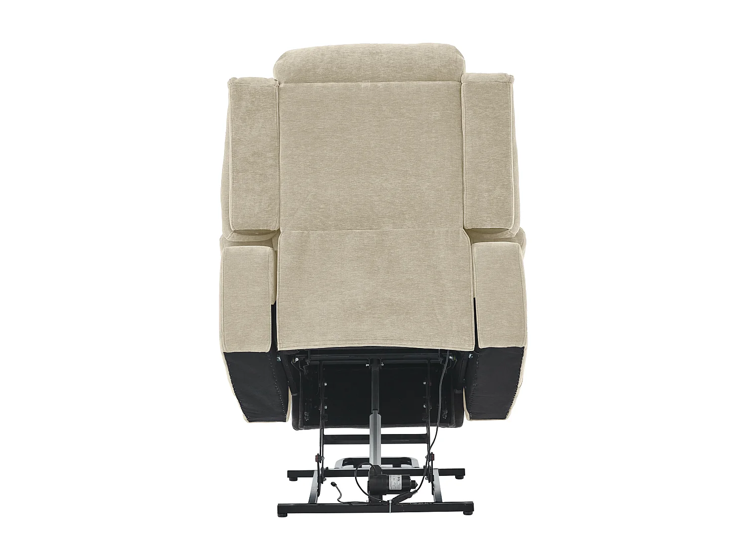 Fotel masujący elektryczny - 95 x 94 x 107 cm - z 8-punktowym masażem + funkcją podgrzewania i podnoszenia - materiałowy - beżowy