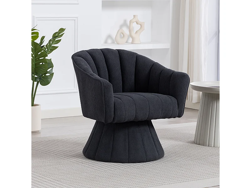 Fauteuil moderne pivotant à 360° - 70 x 66 x 72 cm - avec assise et dossier ergonomiques + accoudoirs - velours - gris foncé