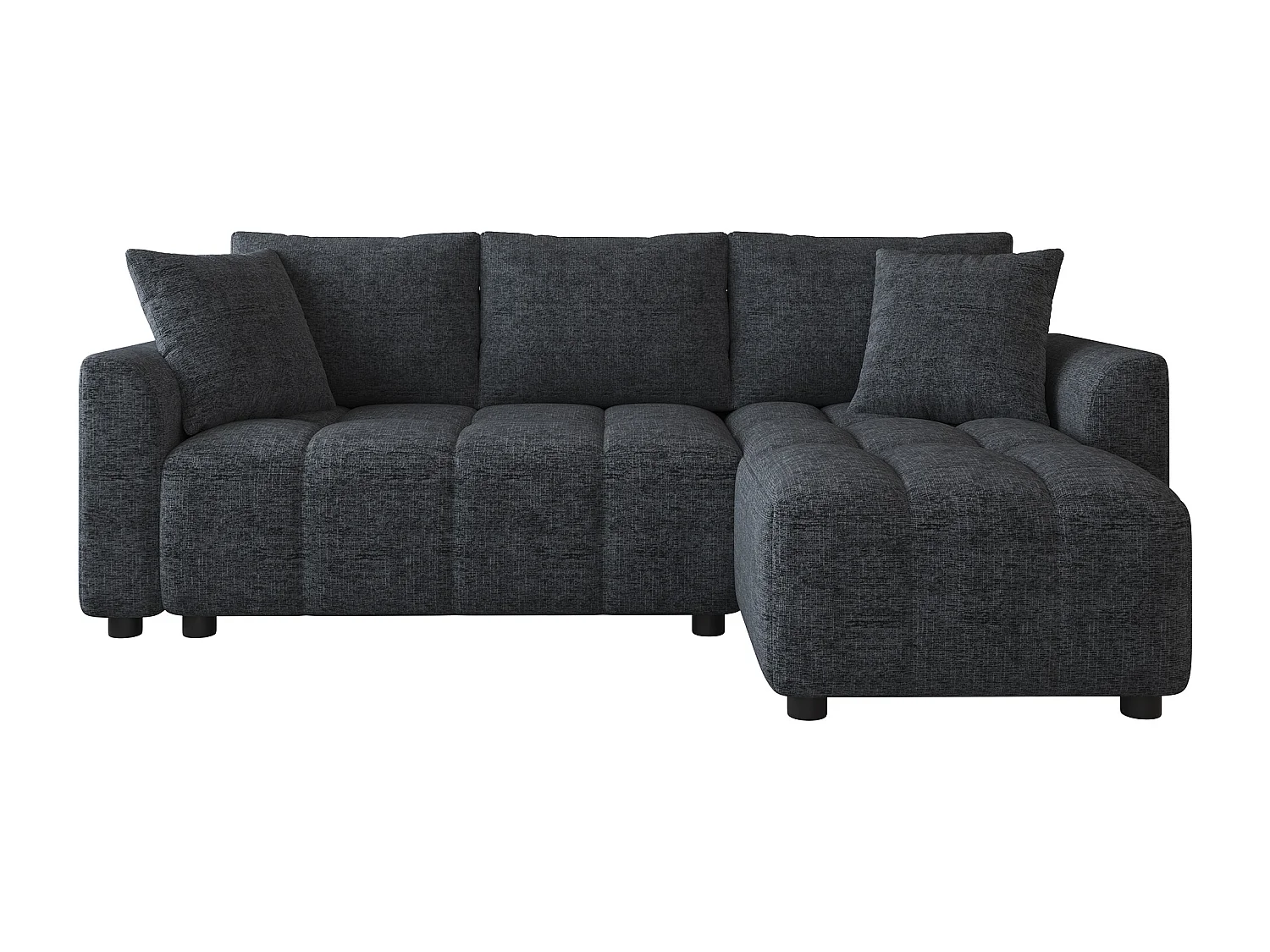 Nowoczesna sofa narożna 3-osobowa - 204 x 127 x 82,5 cm - z 2 poduszkami dekoracyjnymi - do salonu i sypialni - tkanina szenilowa - szara