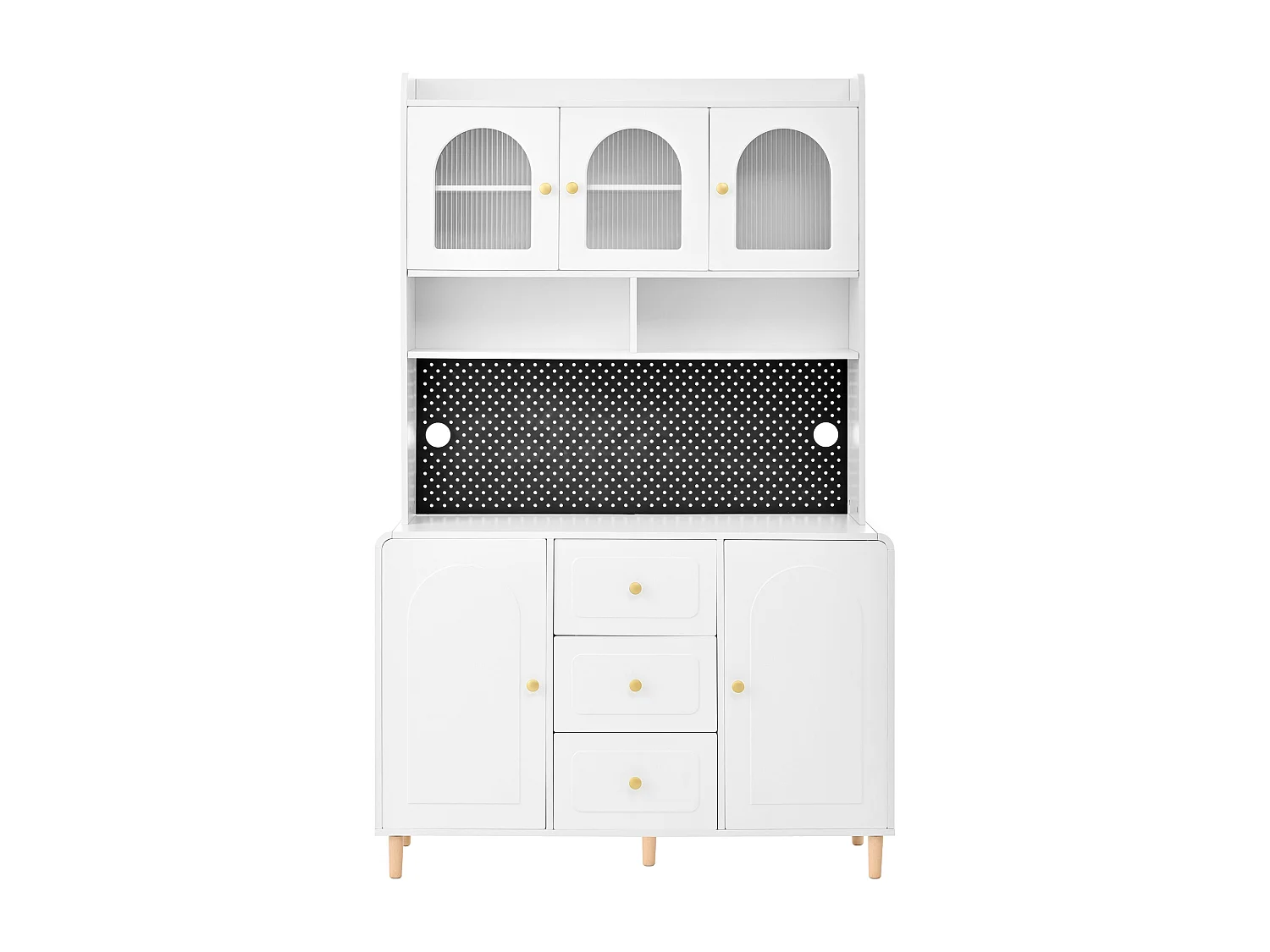 Wysoka komoda kuchenna - 140 x 40 x 190 cm - 3 szuflady + 5 drzwi + półki - MDF - biała