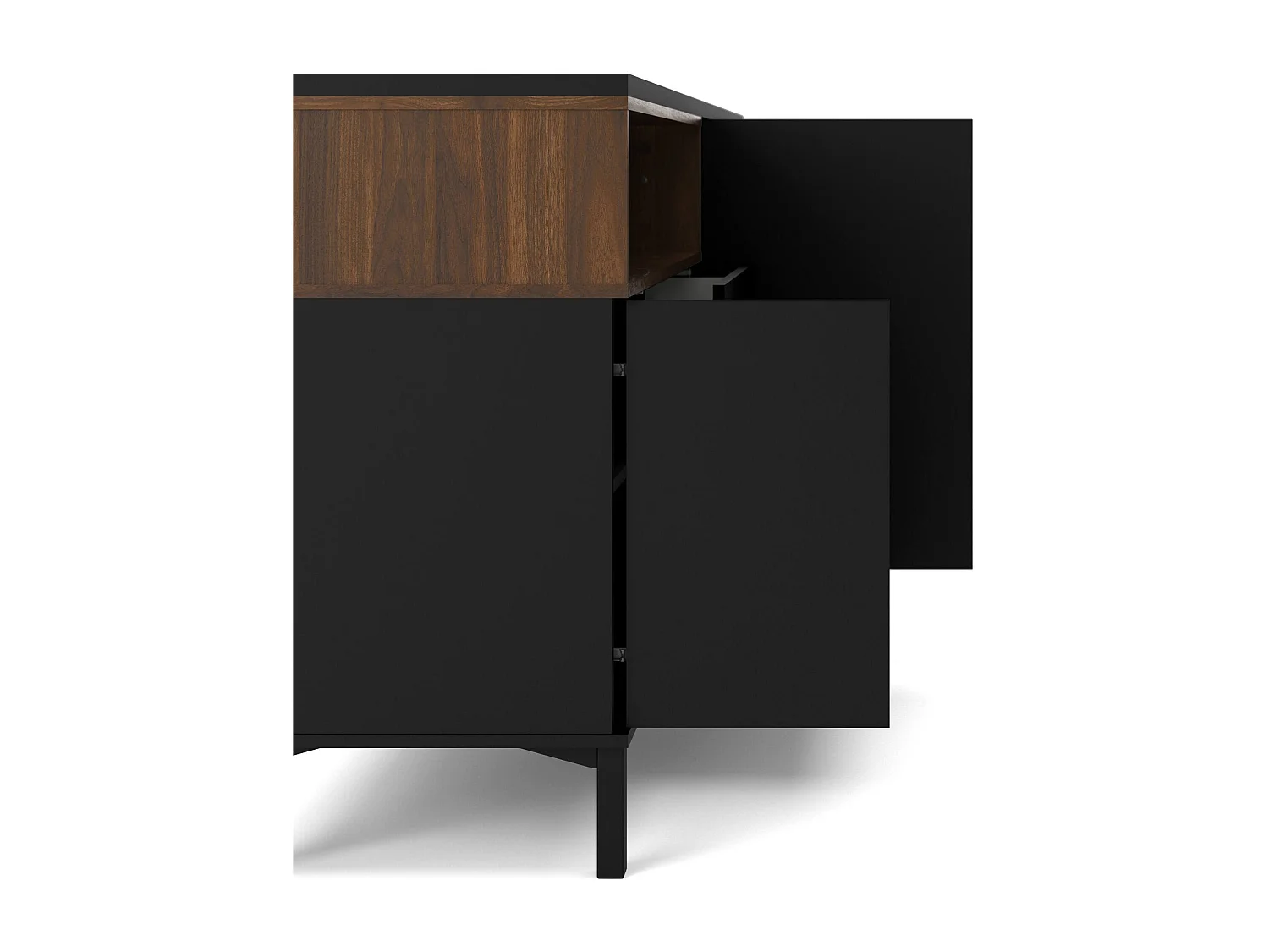 Buffet Dsardin, Buffet du salon, Commode de salon, Garde-manger de cuisine, 176x48 h90 cm, Noir et Noyer