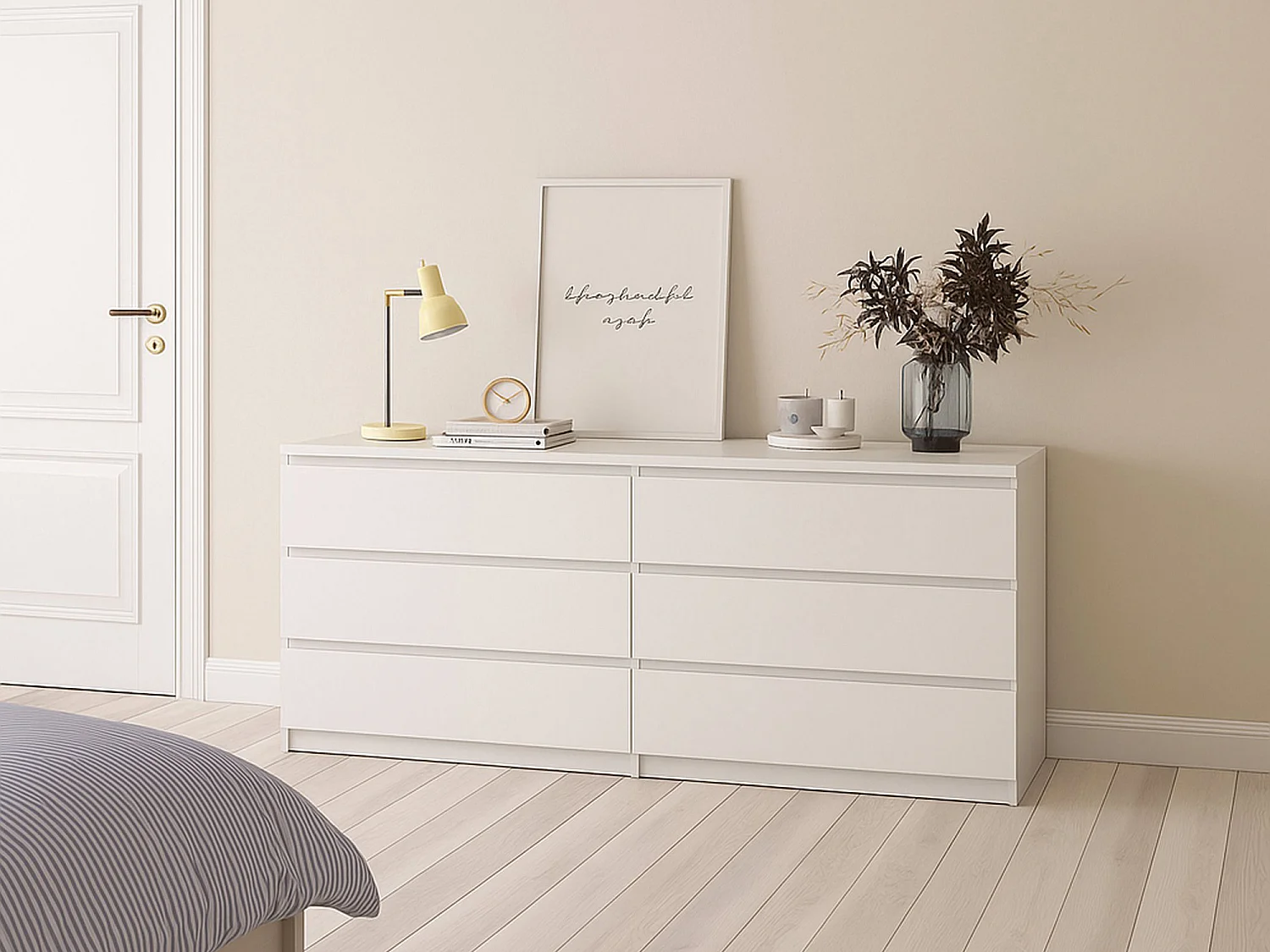 Dsaurin dressoir, Woonkamerbuffet, Woonkamerdressoir, Keukenkast, 154x50 h68 cm, Wit