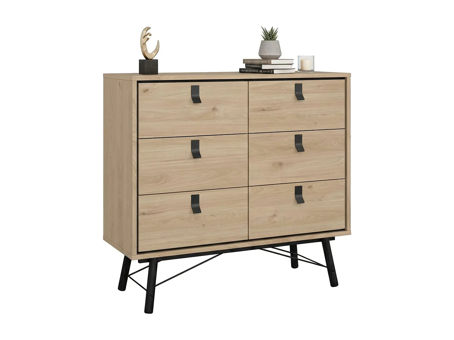Buffet Drossitt, Buffet du salon, Commode de salon, Garde-manger de cuisine, 102x40 h95 cm, Chêne clair