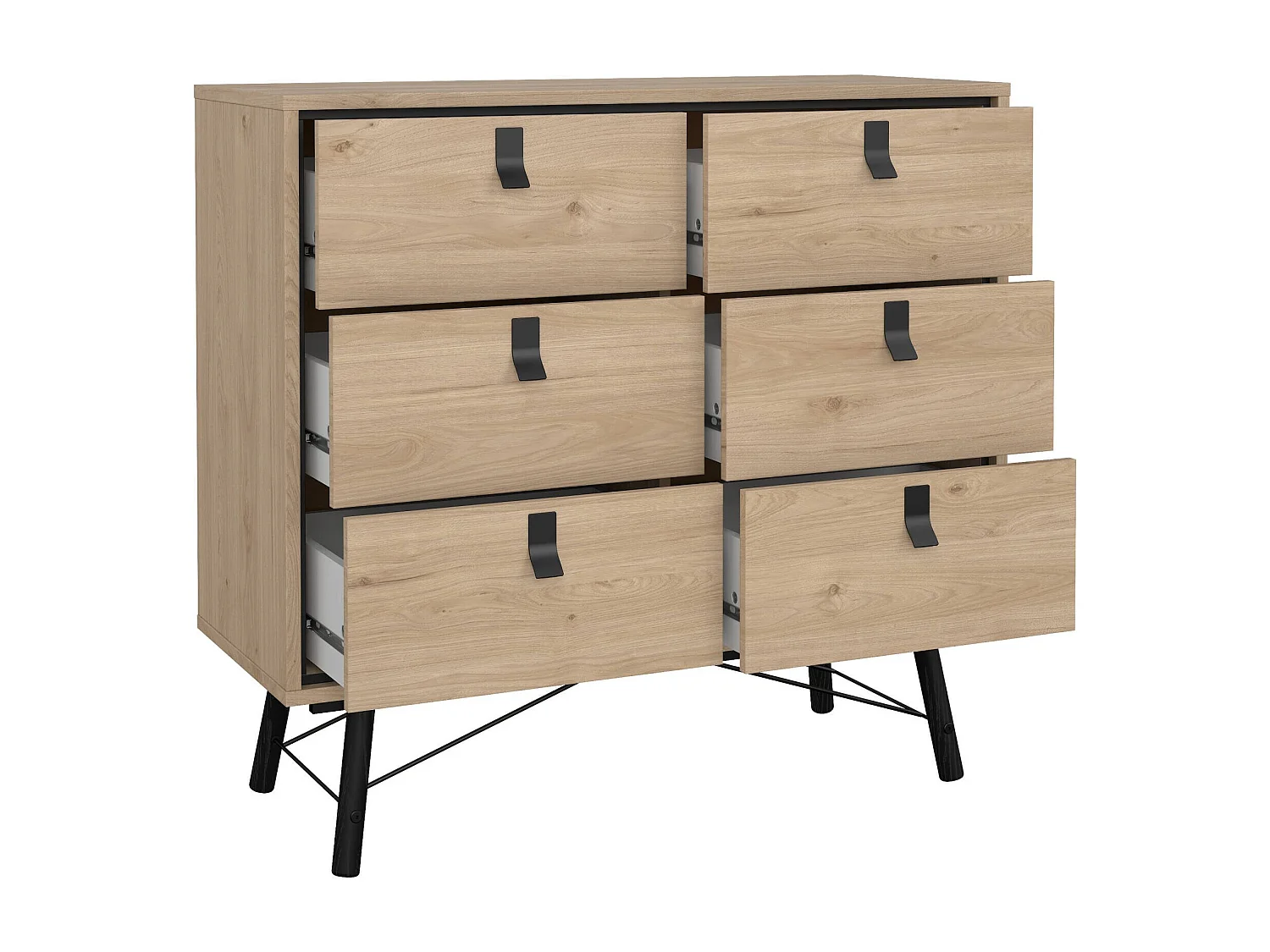 Buffet Drossitt, Buffet du salon, Commode de salon, Garde-manger de cuisine, 102x40 h95 cm, Chêne clair