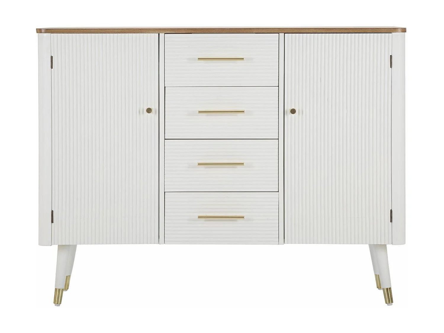 Acuut Dressoir, Woonkamerbuffet, Woonkamerdressoir, Keukenkast, 117x37 h90 cm, Wit en Bruin