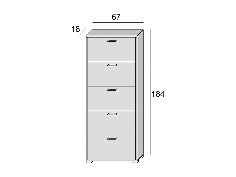 Étagère à chaussures Dgratto, Meuble d'entrée polyvalent avec 5 portes pliantes, Meuble à chaussures moderne, 100% Made in Italy, 67x18h184 cm, Mélèze