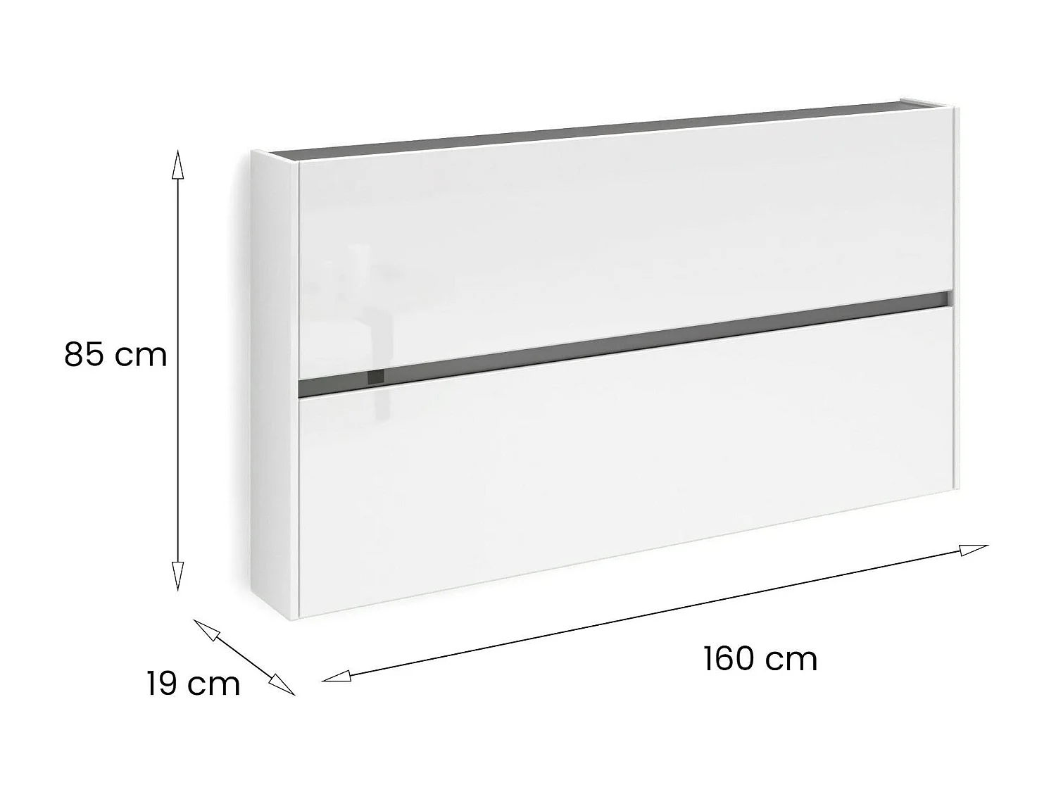 Sapateira Dantonucc, Sapateira, Armário de entrada multiuso, Sapateira, Made in Italy, 160x19h85 cm, Branco brilhante