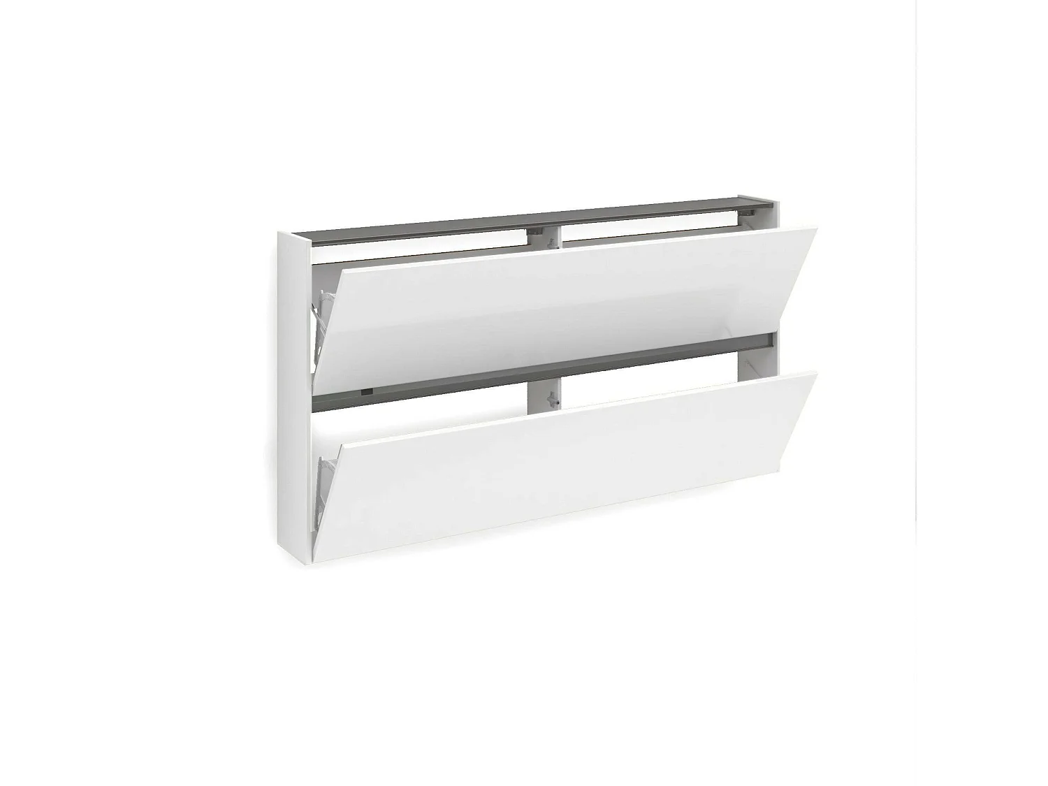 Sapateira Dantonucc, Sapateira, Armário de entrada multiuso, Sapateira, Made in Italy, 160x19h85 cm, Branco brilhante