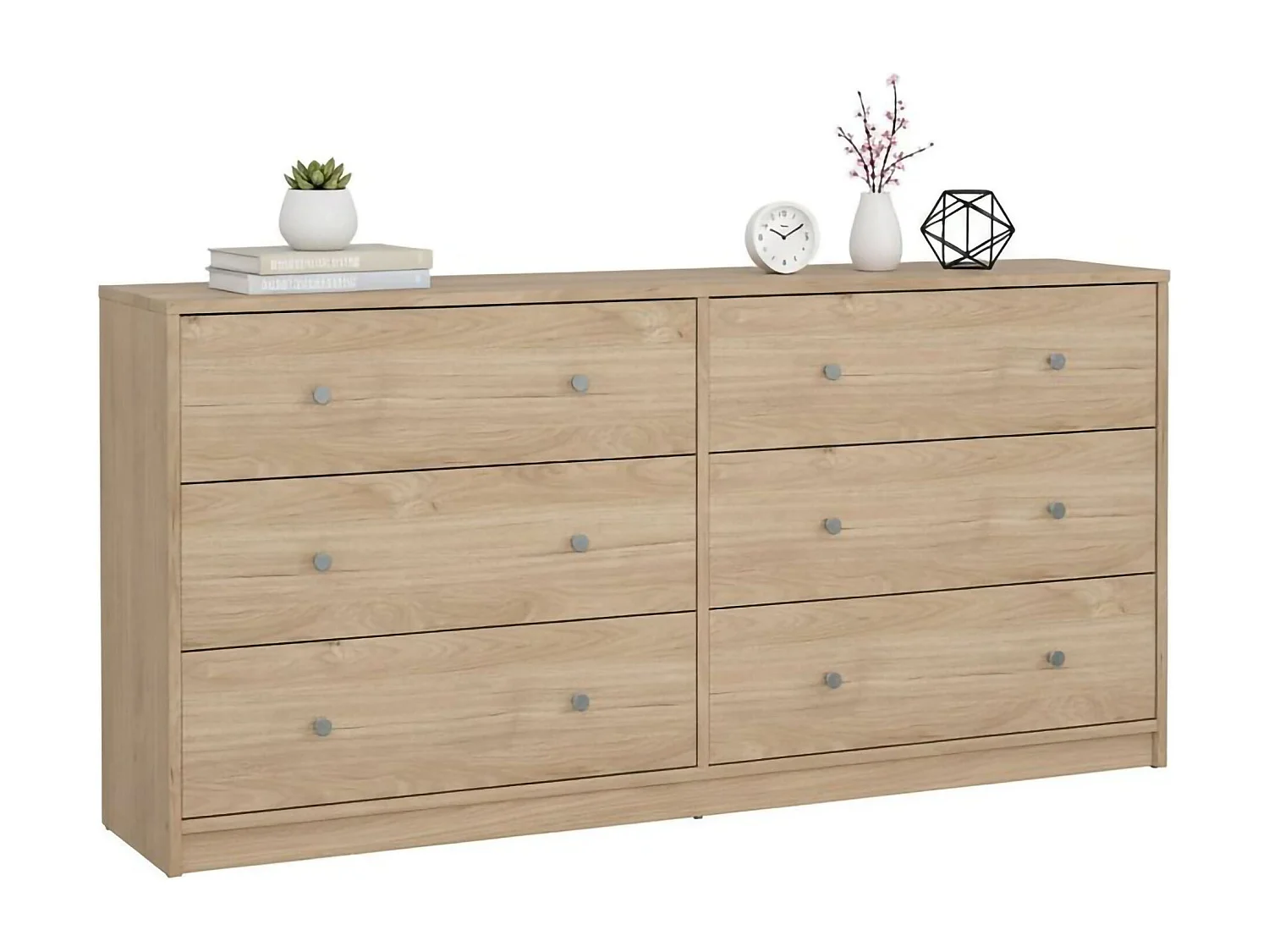 Buffet Dsanto, Buffet du salon, Commode de salon, Garde-manger de cuisine, 143x30 h68 cm, Chêne clair
