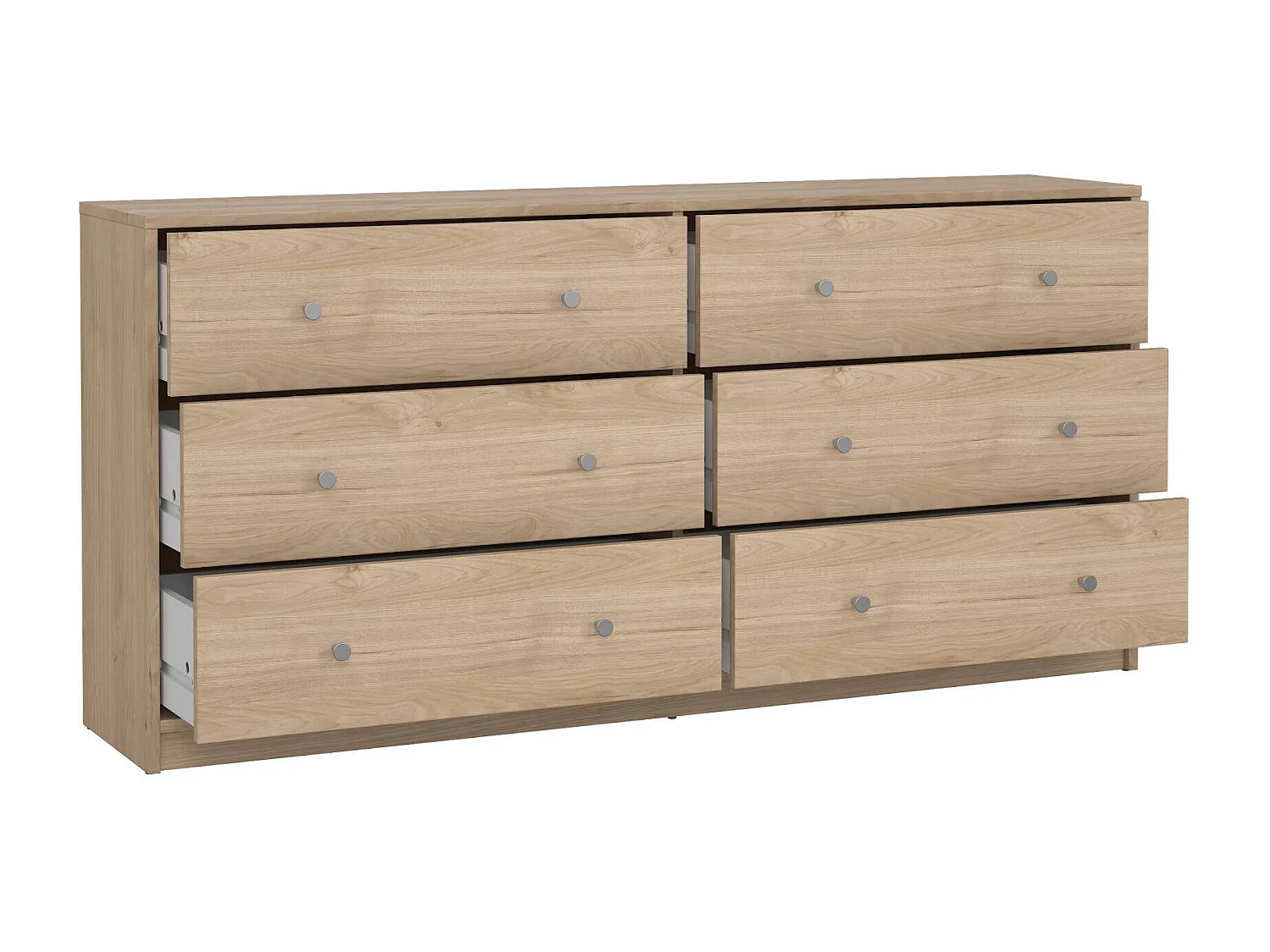 Buffet Dsanto, Buffet du salon, Commode de salon, Garde-manger de cuisine, 143x30 h68 cm, Chêne clair