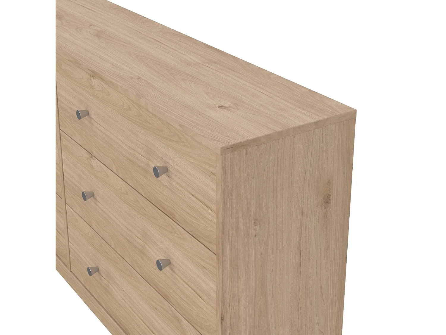 Buffet Dsanto, Buffet du salon, Commode de salon, Garde-manger de cuisine, 143x30 h68 cm, Chêne clair