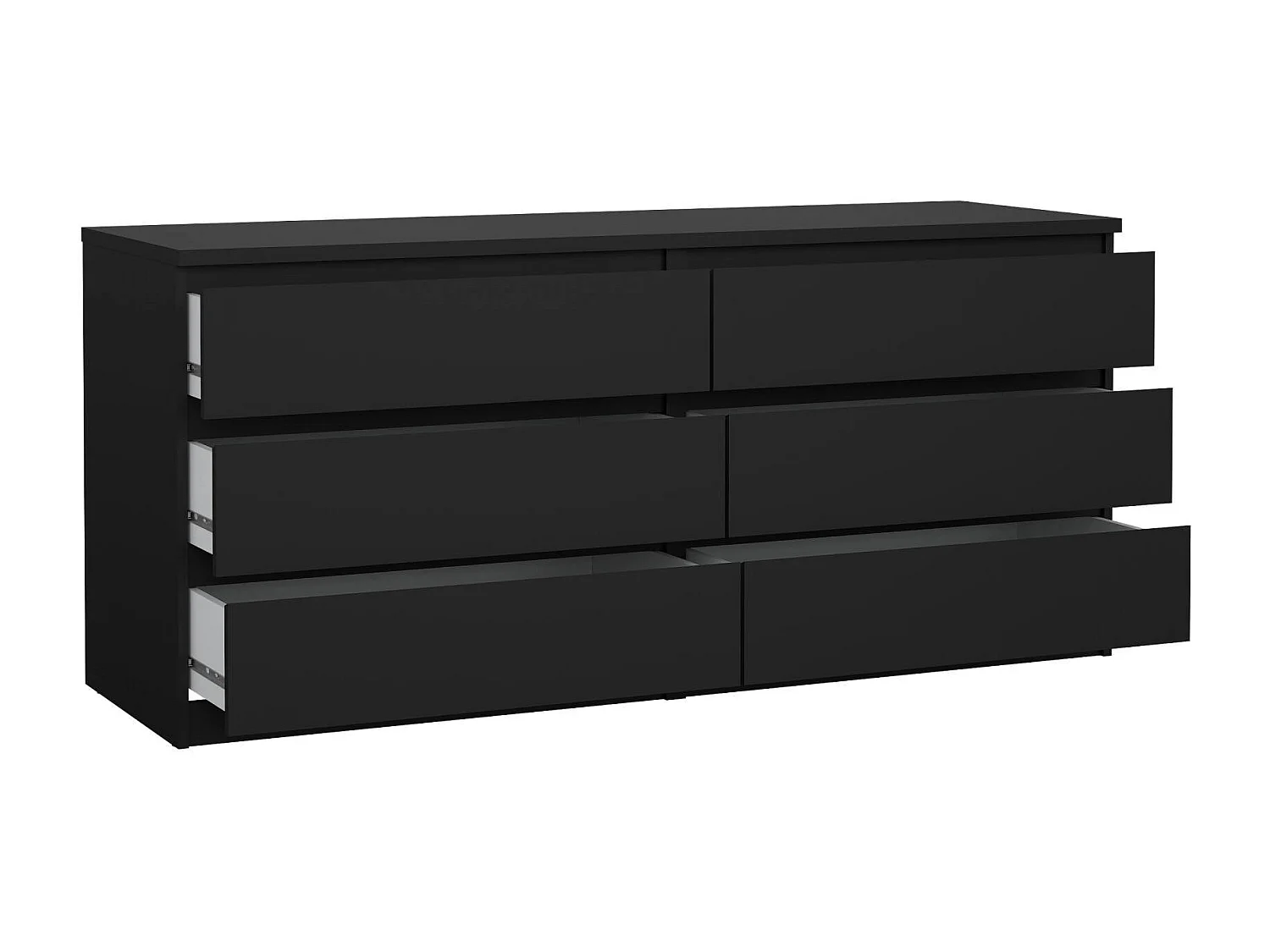 Credenza Joyce, 6 Cassetti, 50x153.8x68h cm Nero, Madia
