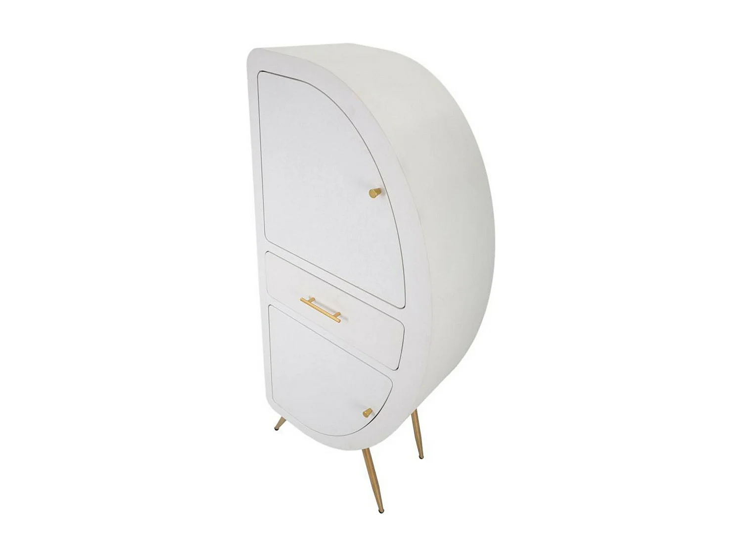 Buffet Tellier, Buffet du salon, Commode de salon, Garde-manger de cuisine, 60x32 h133 cm, Blanc et Or