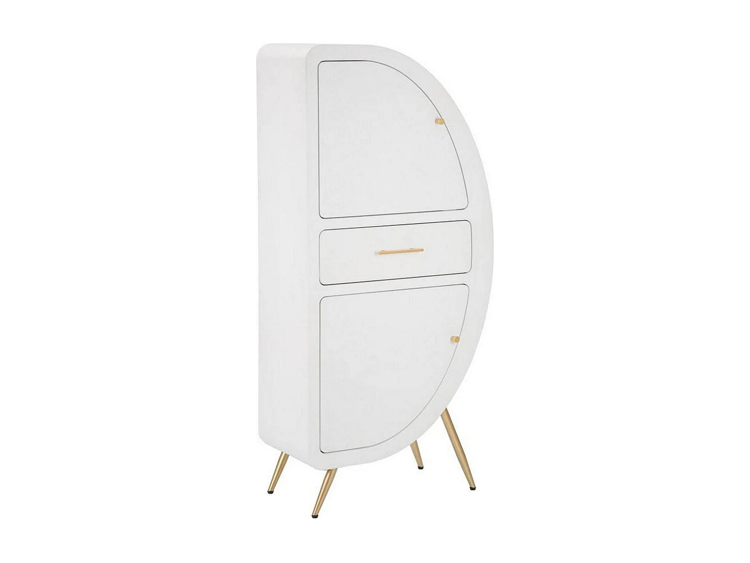 Buffet Tellier, Buffet du salon, Commode de salon, Garde-manger de cuisine, 60x32 h133 cm, Blanc et Or