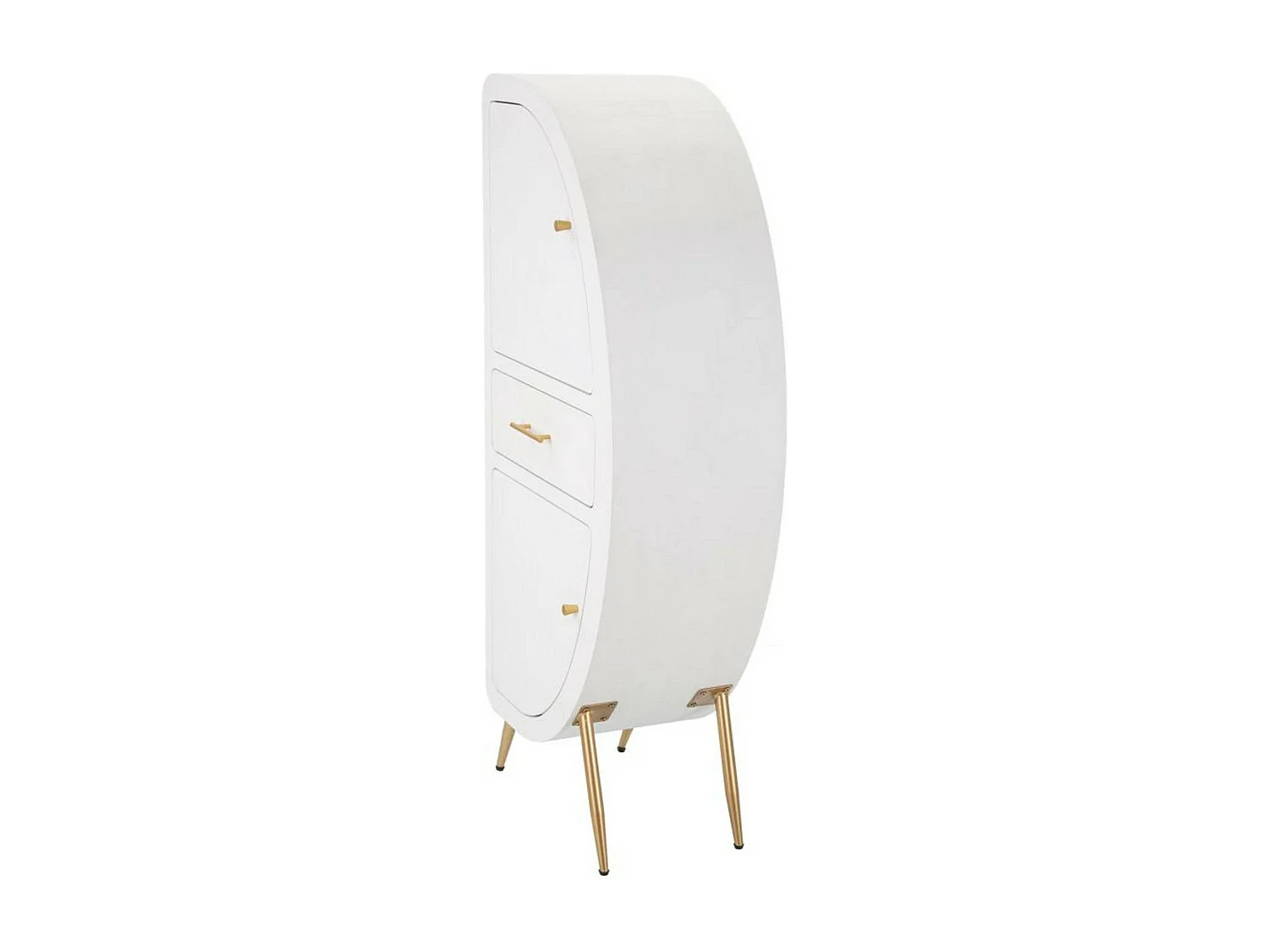 Buffet Tellier, Buffet du salon, Commode de salon, Garde-manger de cuisine, 60x32 h133 cm, Blanc et Or