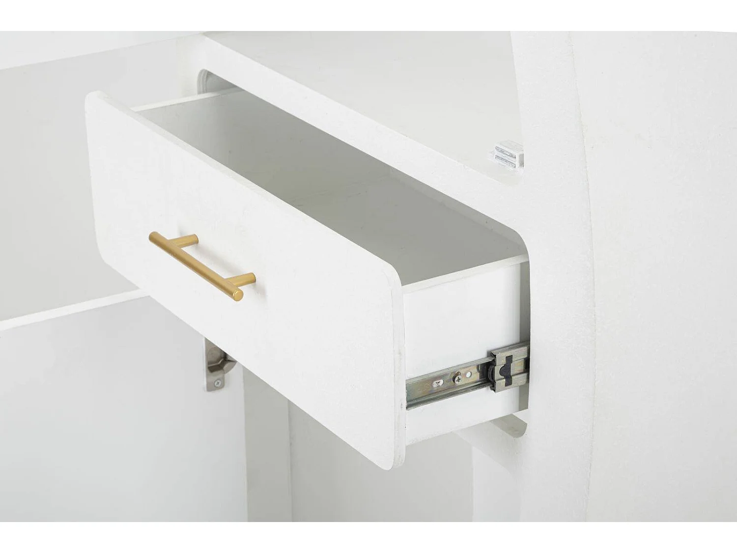 Buffet Tellier, Buffet du salon, Commode de salon, Garde-manger de cuisine, 60x32 h133 cm, Blanc et Or