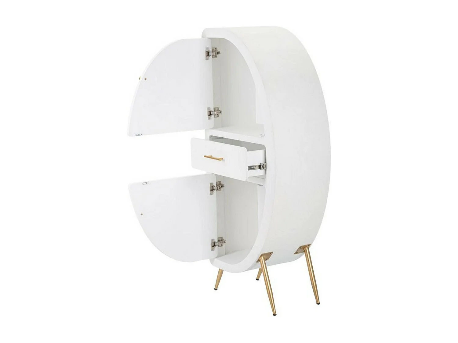 Buffet Tellier, Buffet du salon, Commode de salon, Garde-manger de cuisine, 60x32 h133 cm, Blanc et Or